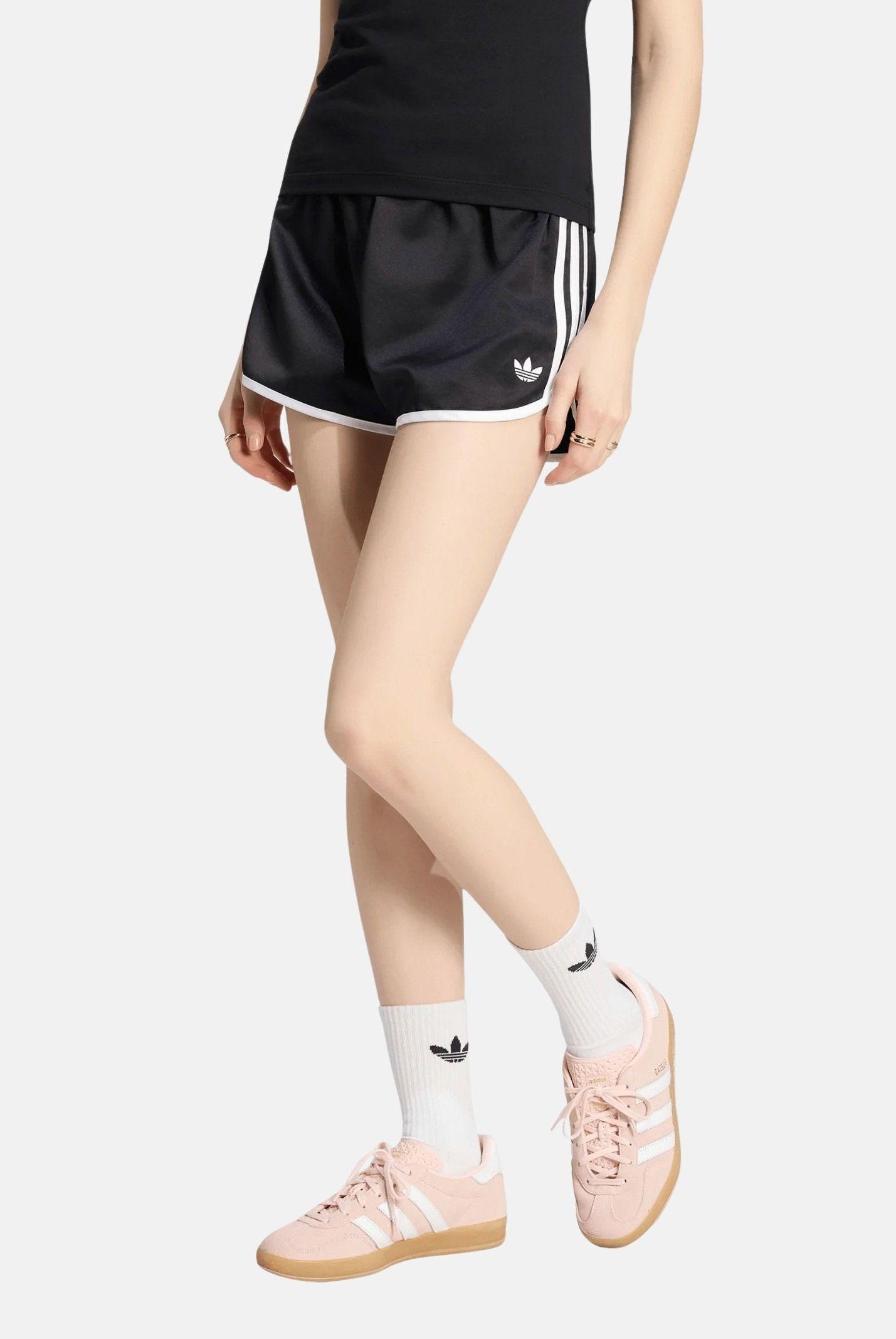ADIDAS ORIGINALS Short Satin 3S Sprinter Short nero da donna KR4226 . ADIDAS ORIGINALS