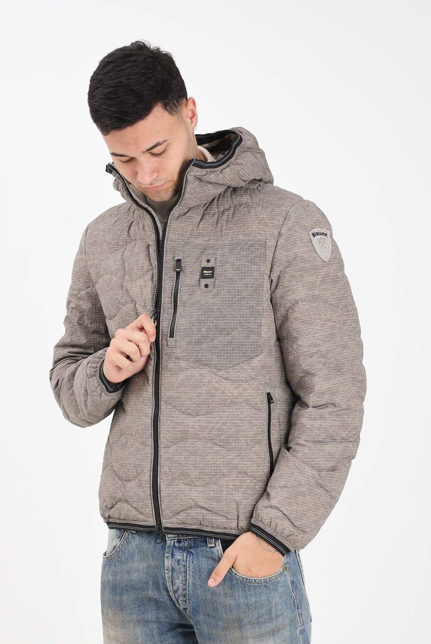 BLAUER Piumino WAX AD ONDE WAVE beige da uomo 25WBLUC03074-007314 341 BLAUER