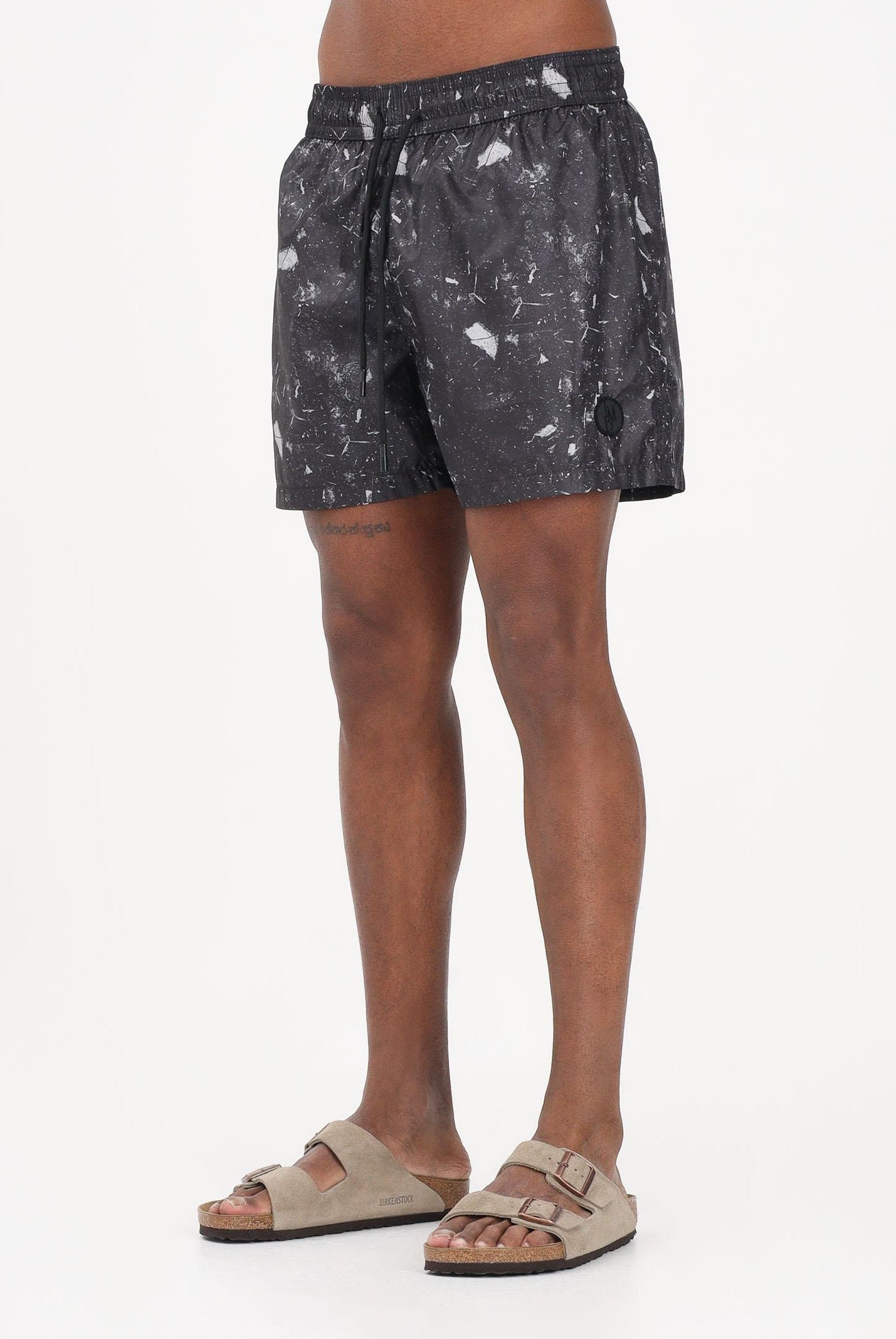 I'M BRIAN Shorts mare nero da uomo con fantasia astratta BC3752 0028 I'M BRIAN