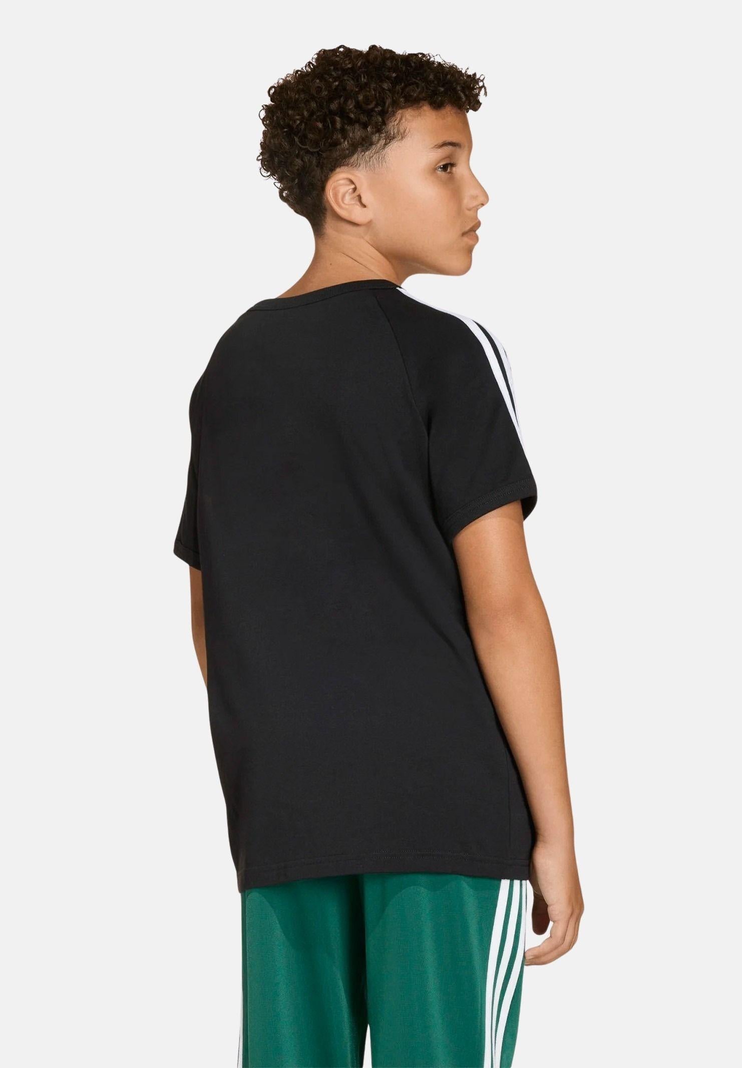 ADIDAS ORIGINALS T-shirt a manica corta 3 STRIPES nera per bambino e bambina KE0919 . ADIDAS ORIGINALS