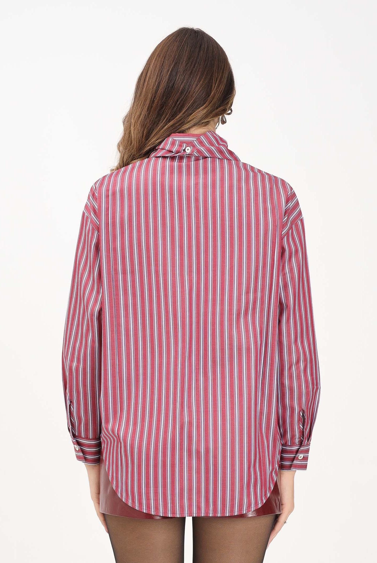SIMONA CORSELLINI Camicia a manica lunga bordeaux da donna con motivo a righe A25CPCA01201-C00172 V0741 SIMONA CORSELLINI