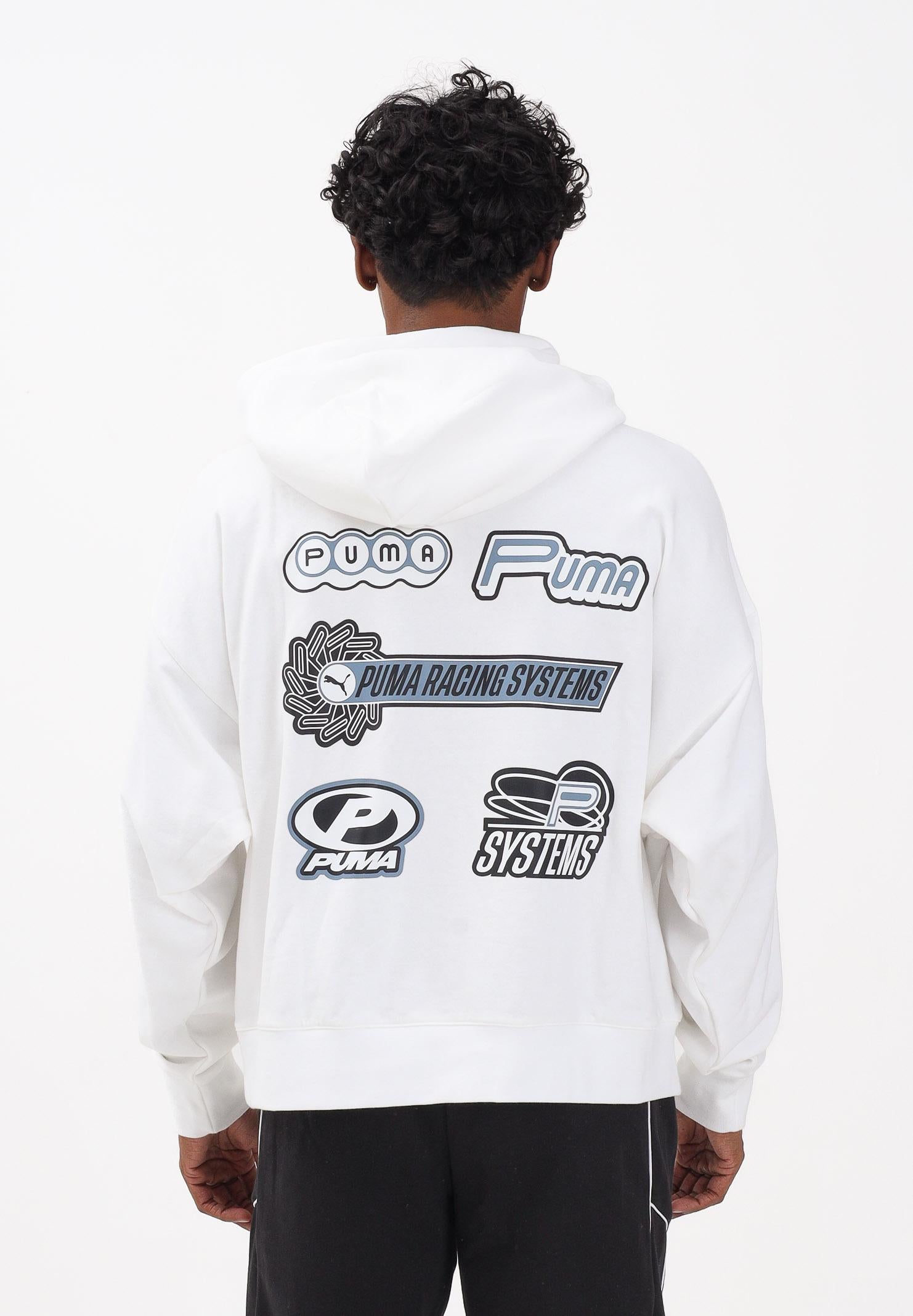 PUMA Felpa con cappuccio bianca da uomo con logo nero stampato 632078 02 PUMA