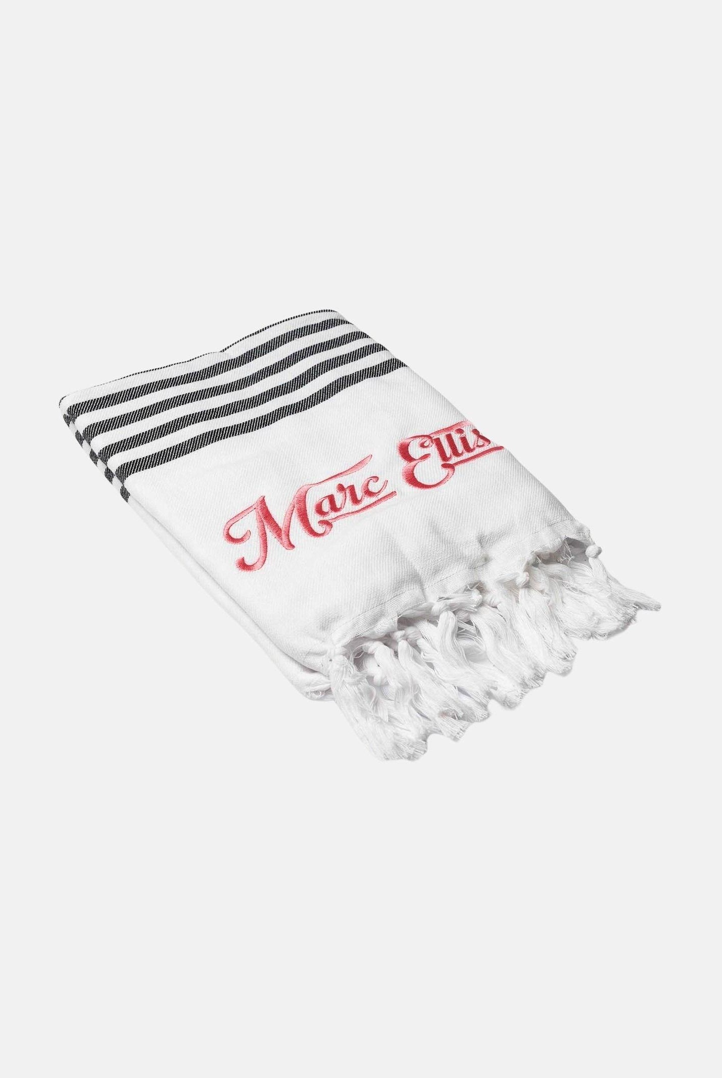 MARC ELLIS Telo mare bianco da donna con frange e logo BEACH-TOWEL 05 MARC ELLIS