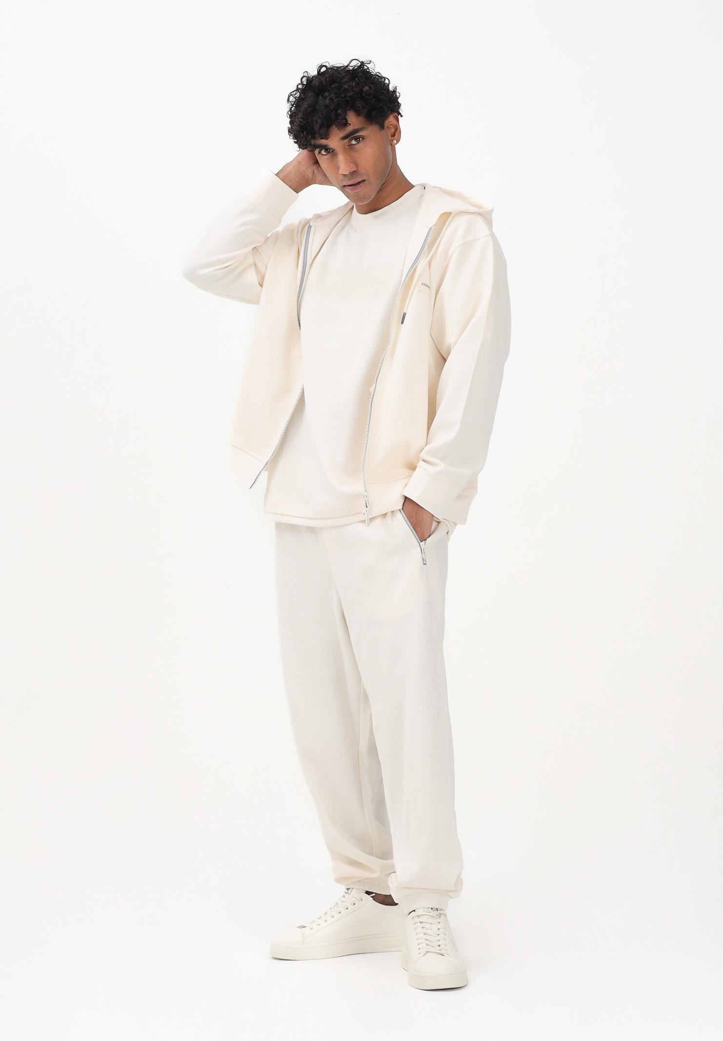 ARMANI EXCHANGE Pantalone sportivo panna da uomo con logo XM002353AF21869 U1074 ARMANI EXCHANGE