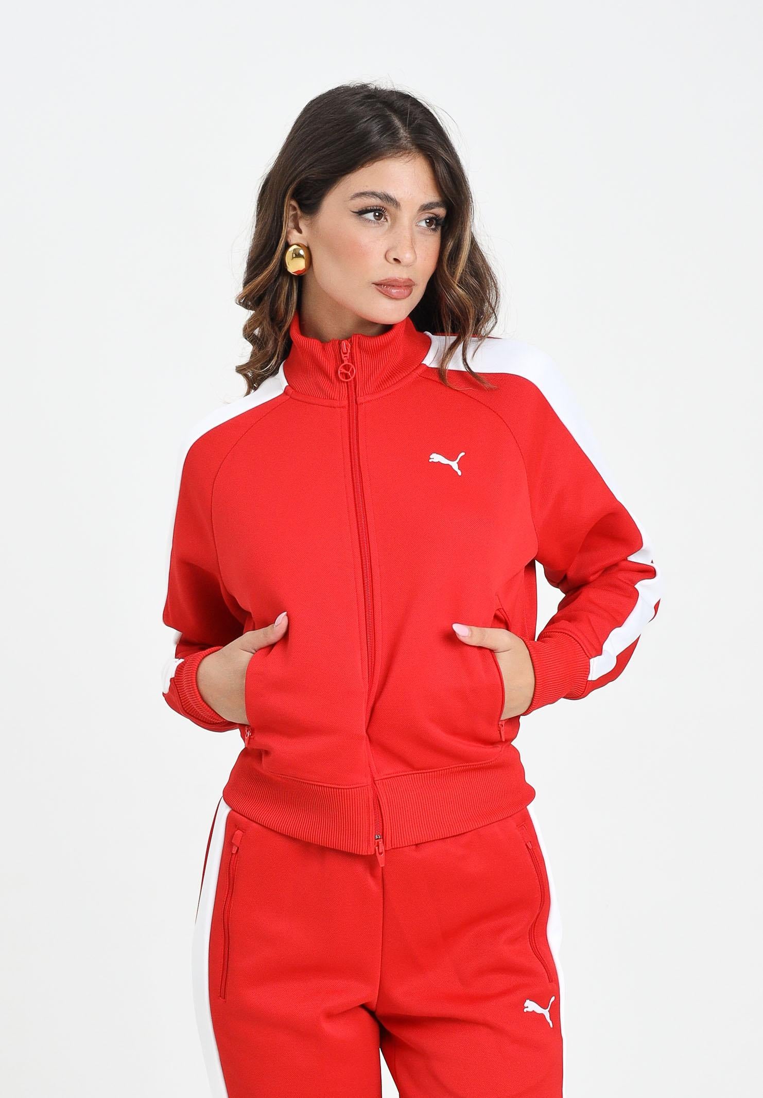 PUMA Felpa con zip T7 ALWAYS ON rossa da donna 629796 11 PUMA
