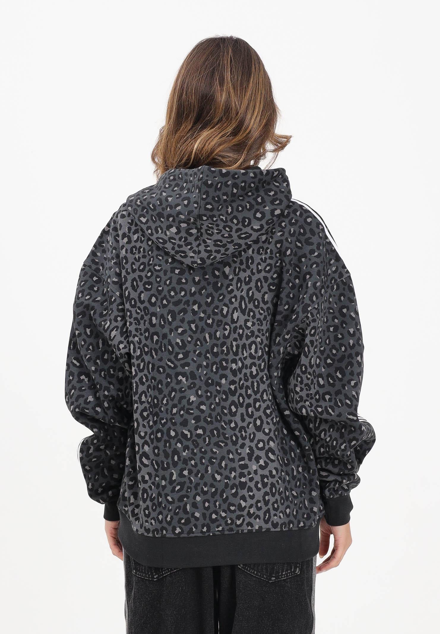 ADIDAS ORIGINALS Felpa con cappuccio Leo All Over Print Loose nera da donna JV7561 ADIDAS ORIGINALS