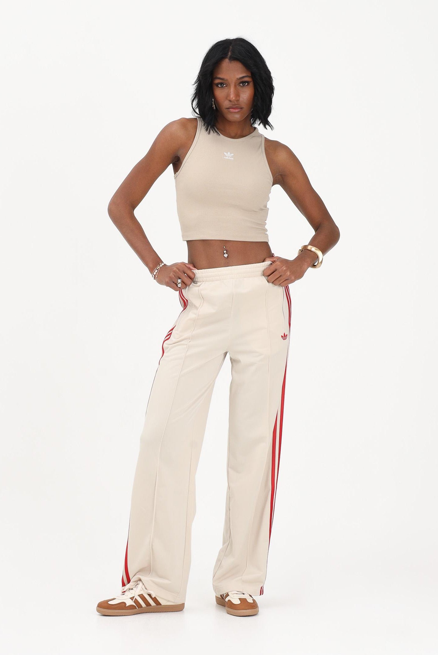 ADIDAS ORIGINALS Pantalone sportivo Firebird beige e rosso da donna KT4629 . ADIDAS ORIGINALS