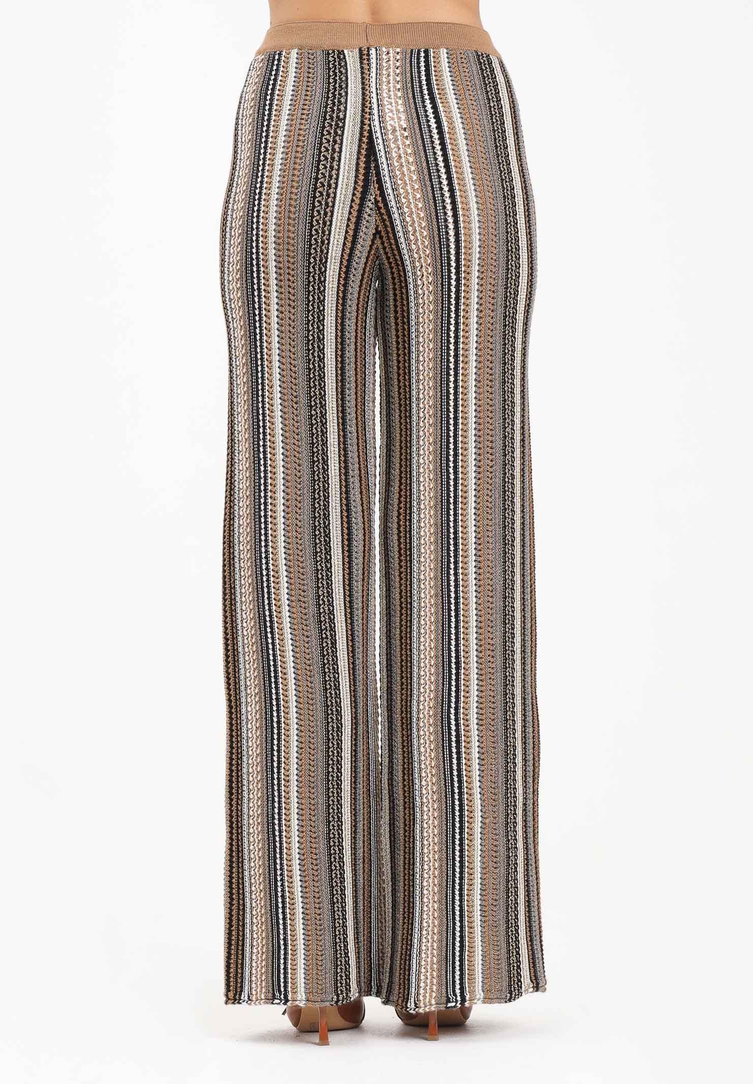 AKEP Pantalone a gamba dritta in maglia lavorata con righe multicolor da donna PTKD11003 V2 AKEP