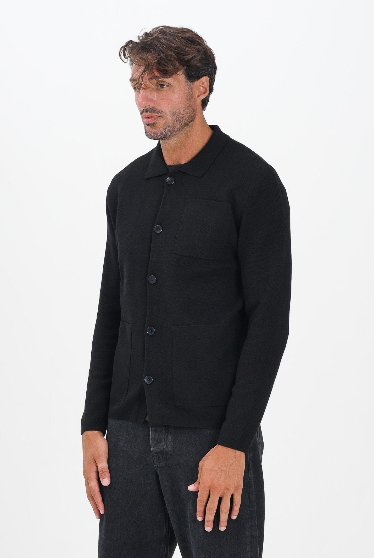 SELECTED HOMME Cardigan nero da uomo 16096549 BL SELECTED HOMME
