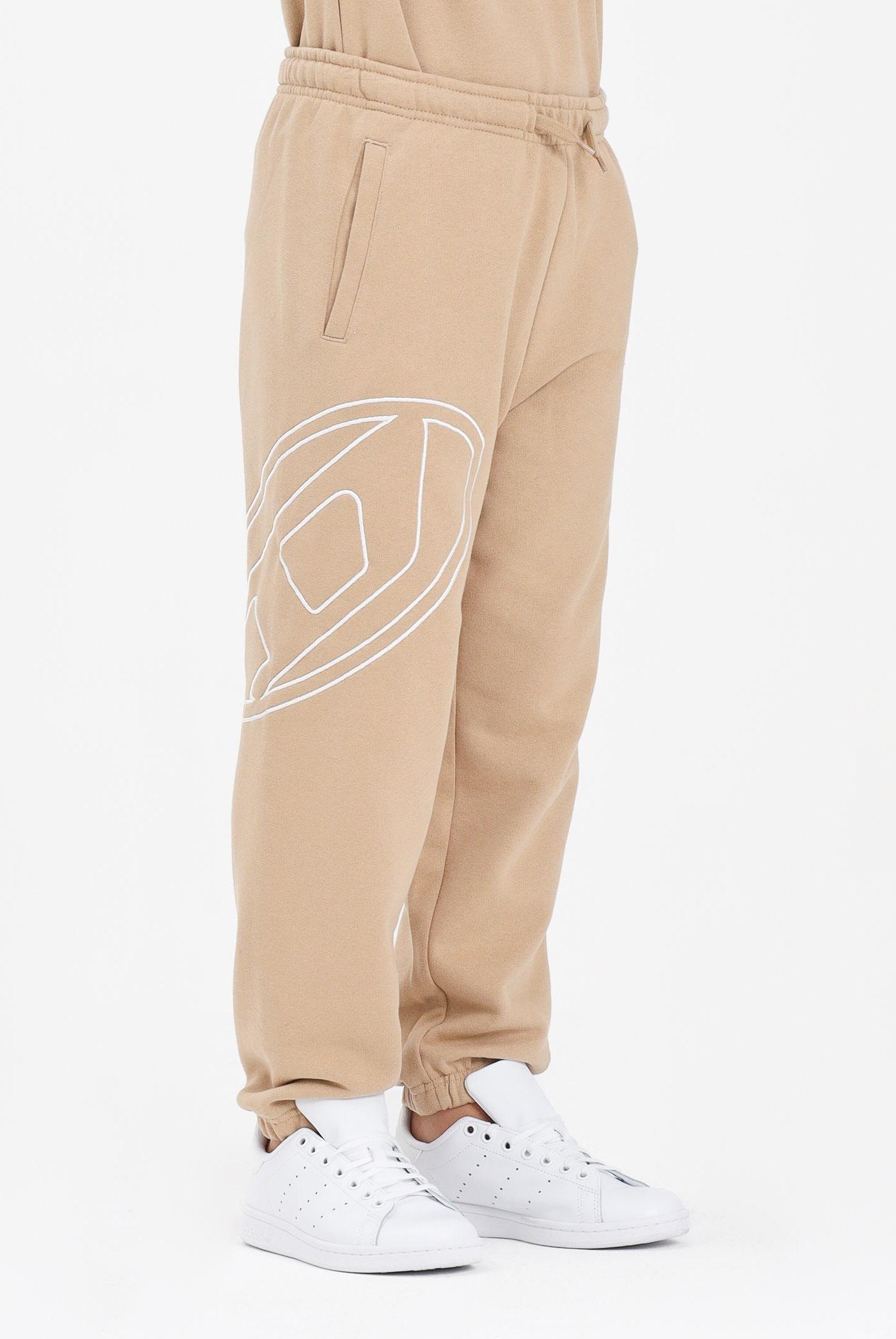 DIESEL Pantalone sportivo beige per donna, ragazzi e bambini con maxi logo Oval D J022720GYCJ K726 DIESEL