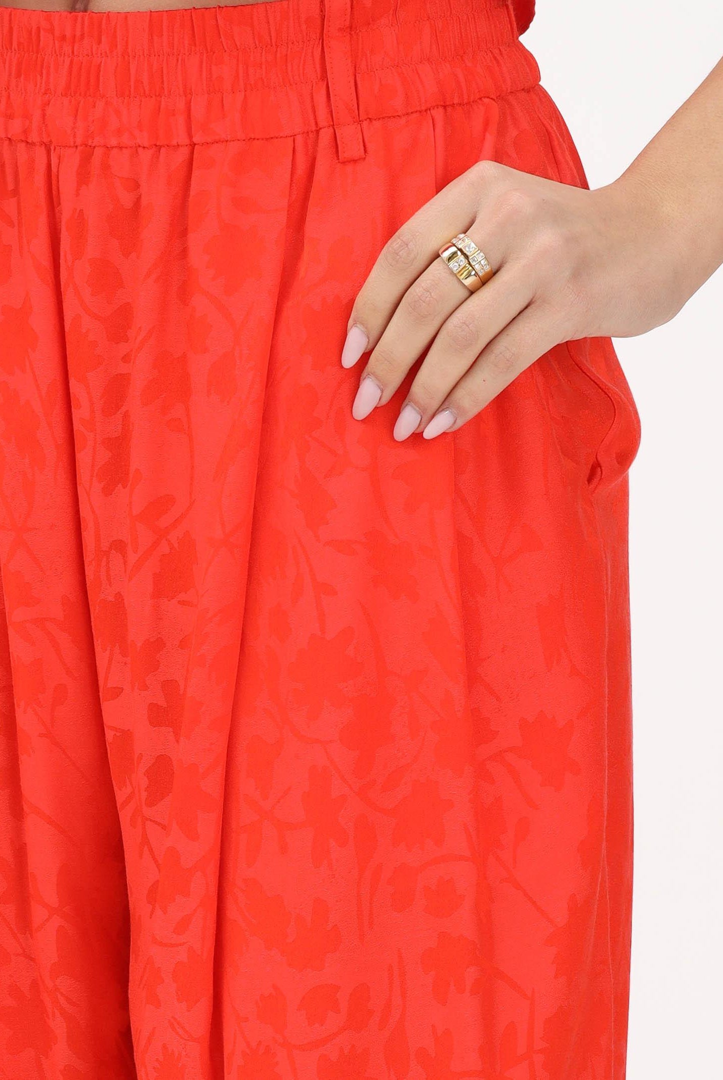 PINKO Pantalone arancione da donna in jacquard floreale 106802A3AN A99 PINKO