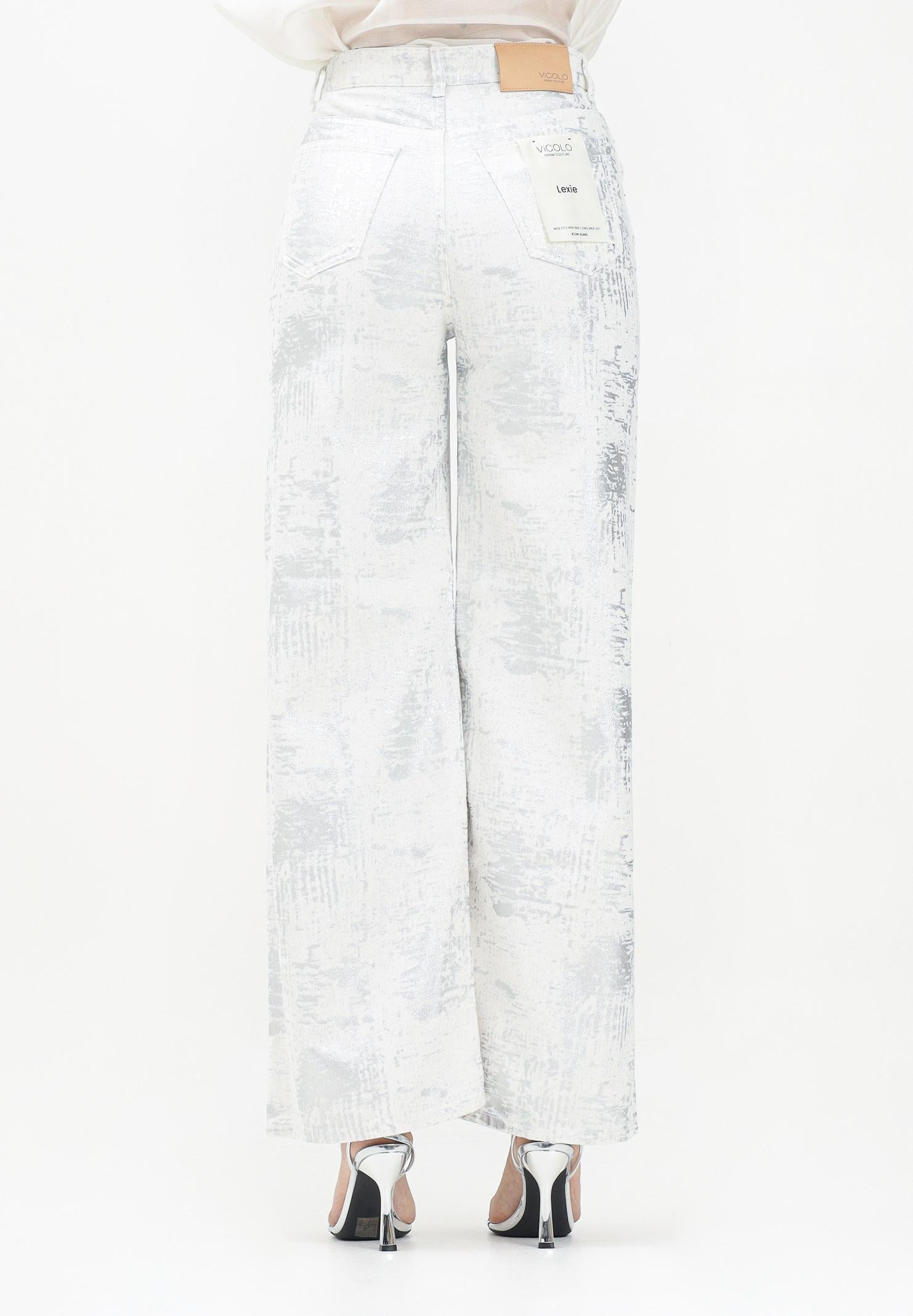VICOLO Jeans a palazzo bianco da donna con dettagli argento DD5128 AAR VICOLO