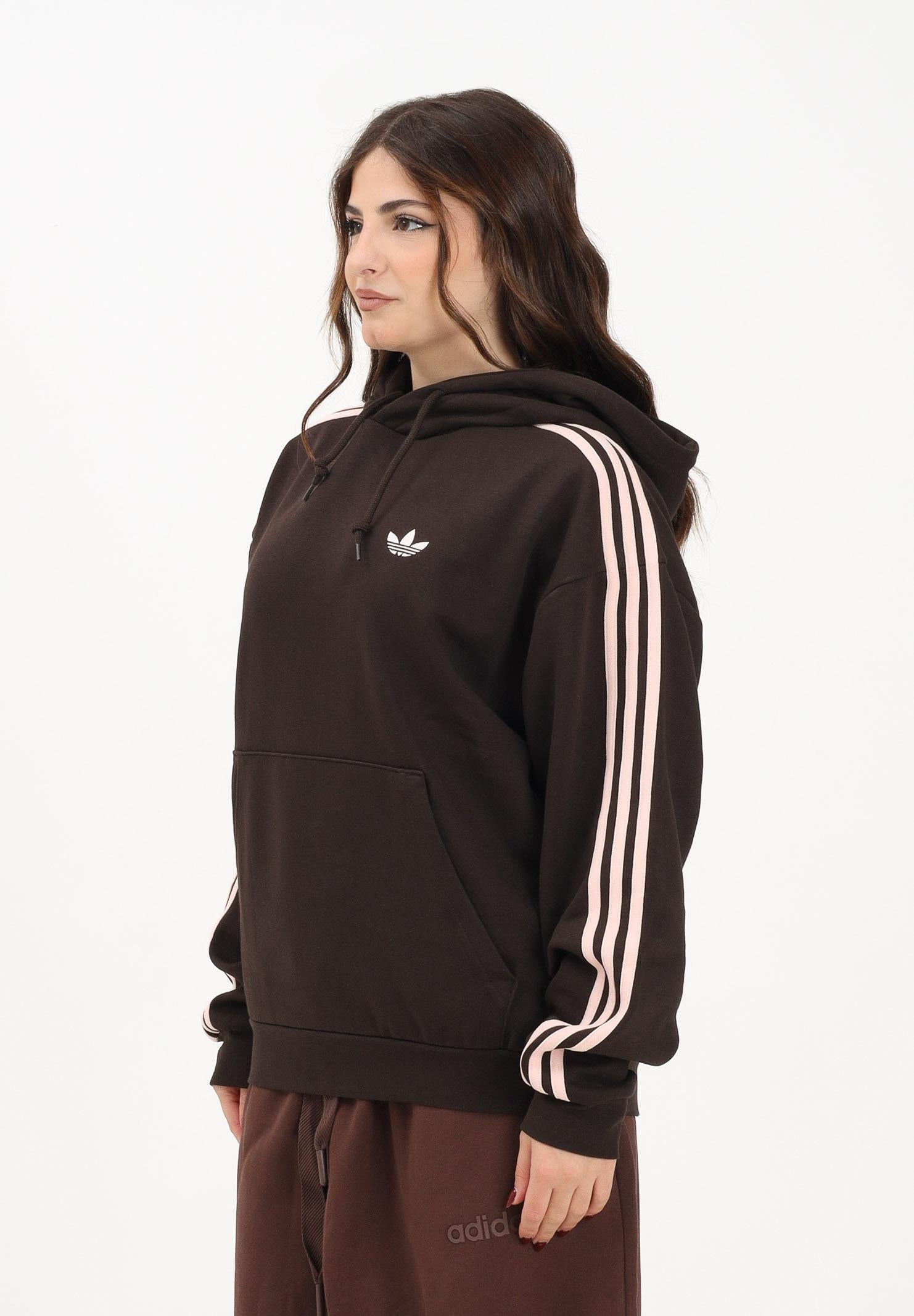 ADIDAS ORIGINALS Felpa con cappuccio ADICOLOR CLASSICS 3 STRIPES marrone da donna KE0880 . ADIDAS ORIGINALS