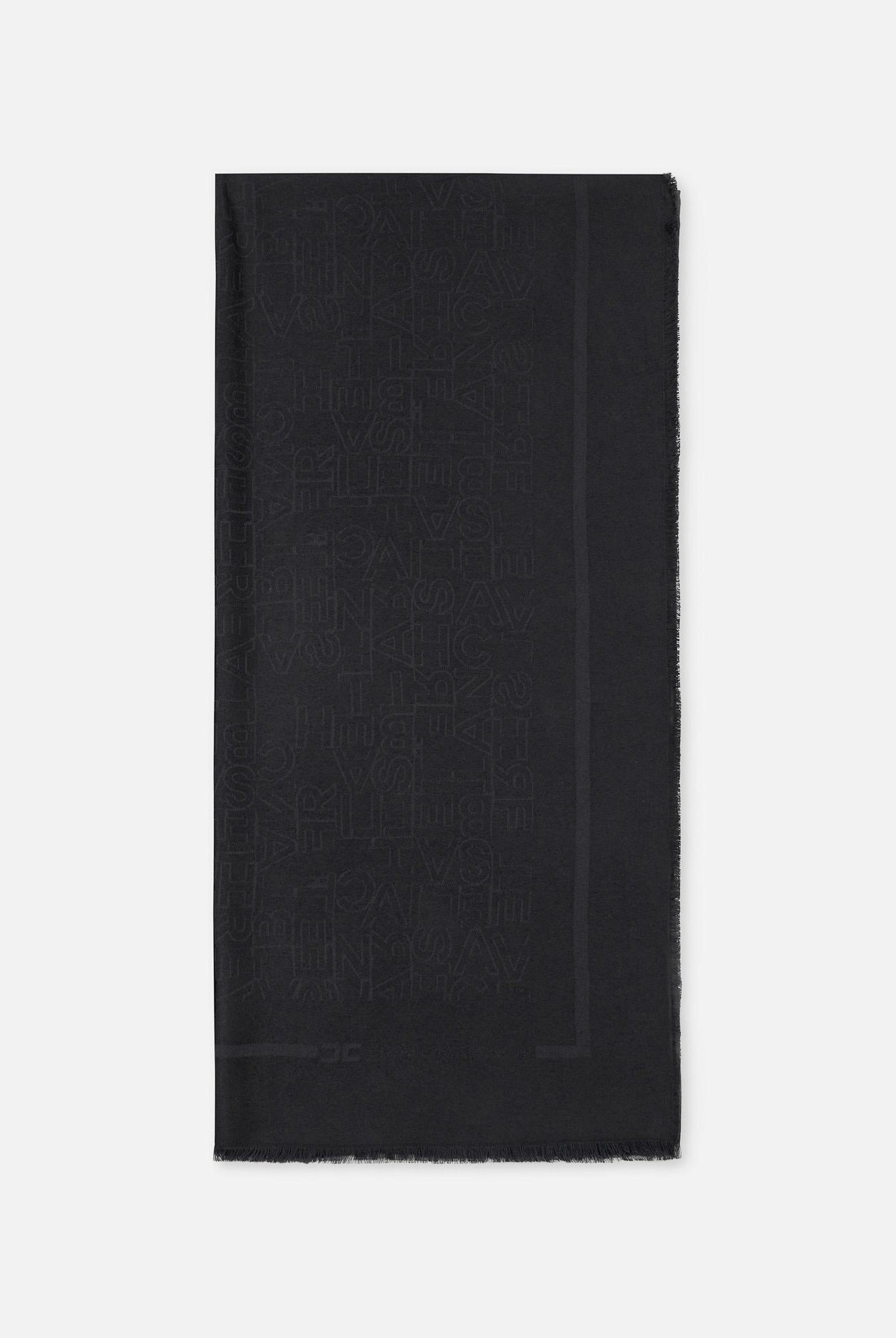 ELISABETTA FRANCHI Sciarpa nera da donna con lettering jacquard SC02F46E2 110 ELISABETTA FRANCHI