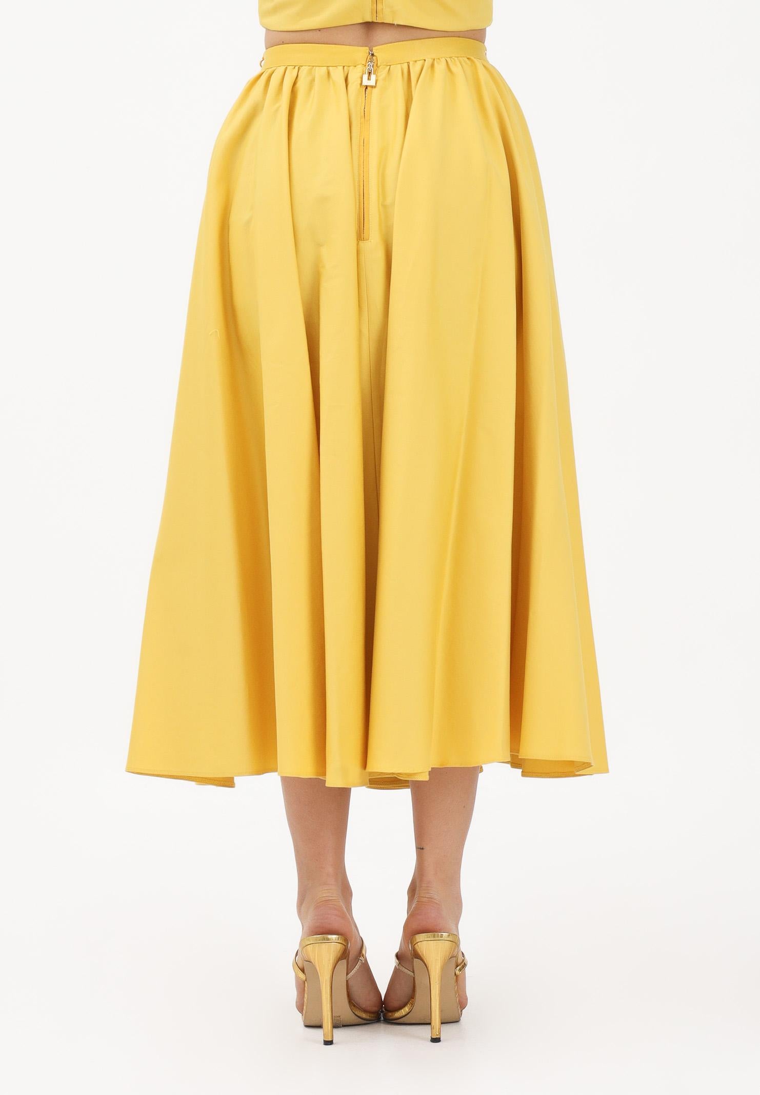 ELISABETTA FRANCHI Gonna midi gialla da donna con dettaglio gioiello GO16061E2 EV4 ELISABETTA FRANCHI