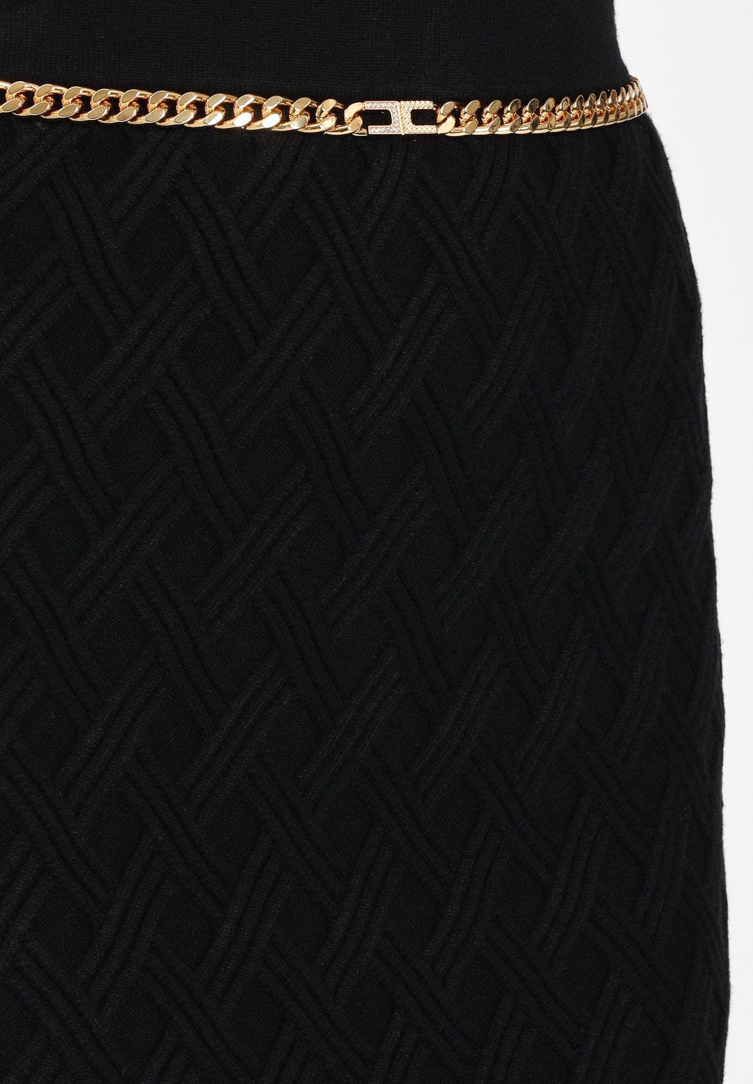 ELISABETTA FRANCHI Gonna midi in maglia nera da donna GK20B56E2 110 ELISABETTA FRANCHI