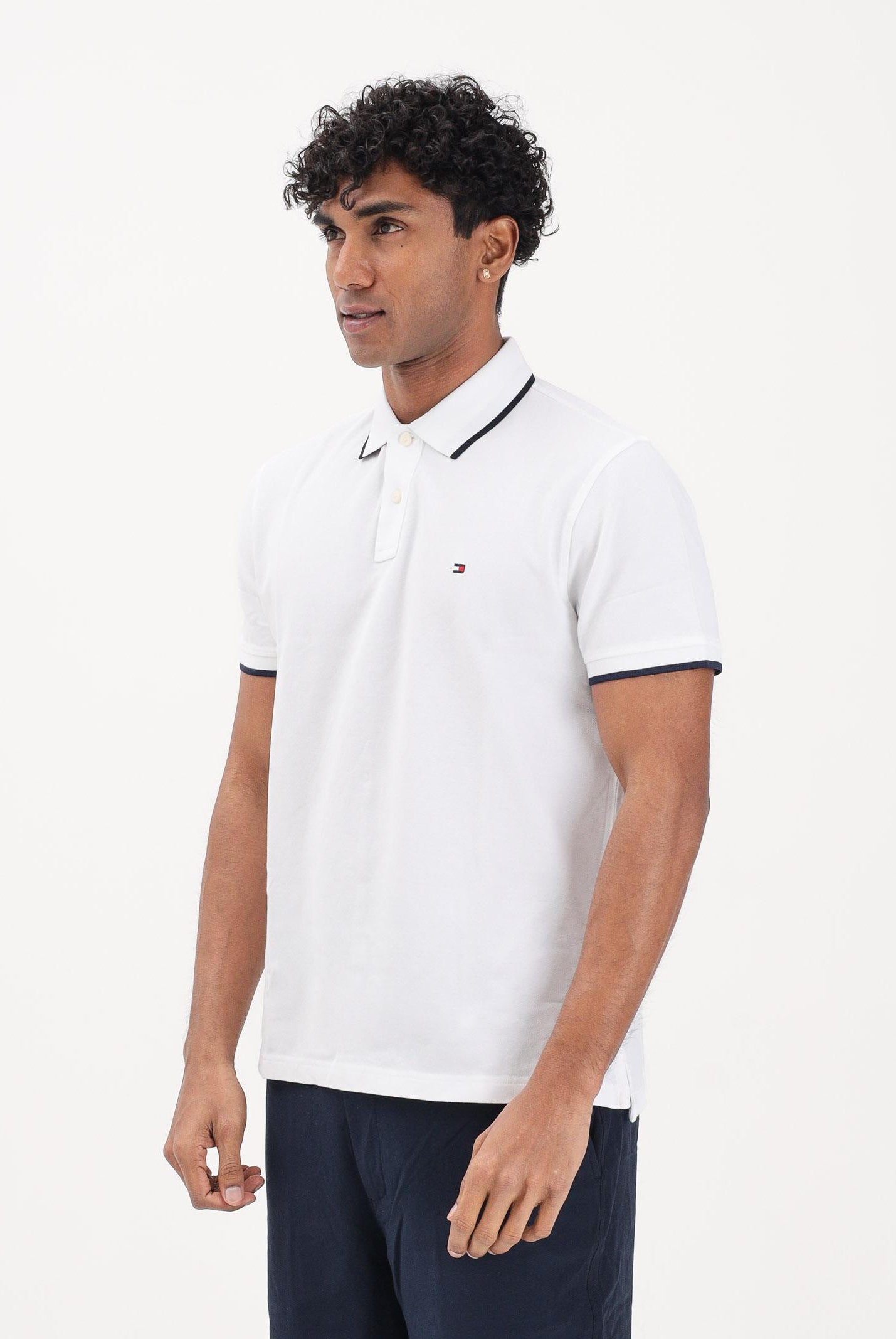 TOMMY HILFIGER Polo a manica corta bianca da uomo con logo MW0MW42748 YBR TOMMY HILFIGER