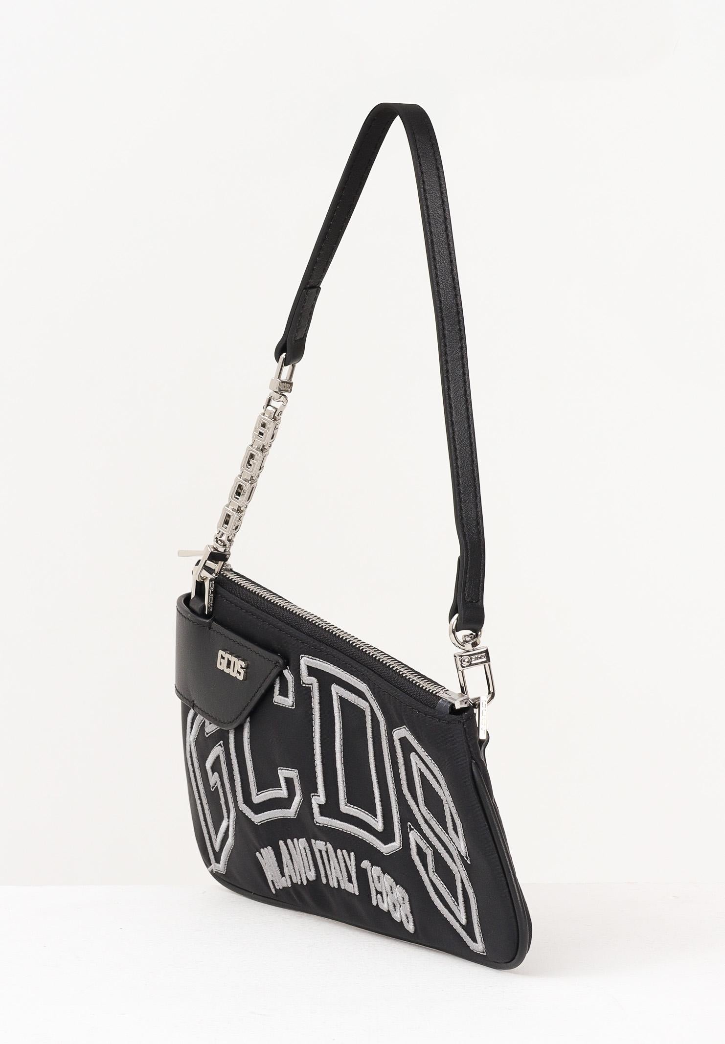 GCDS Borsa a spalla nera da donna con logo GCDSMCN001 99 GCDS