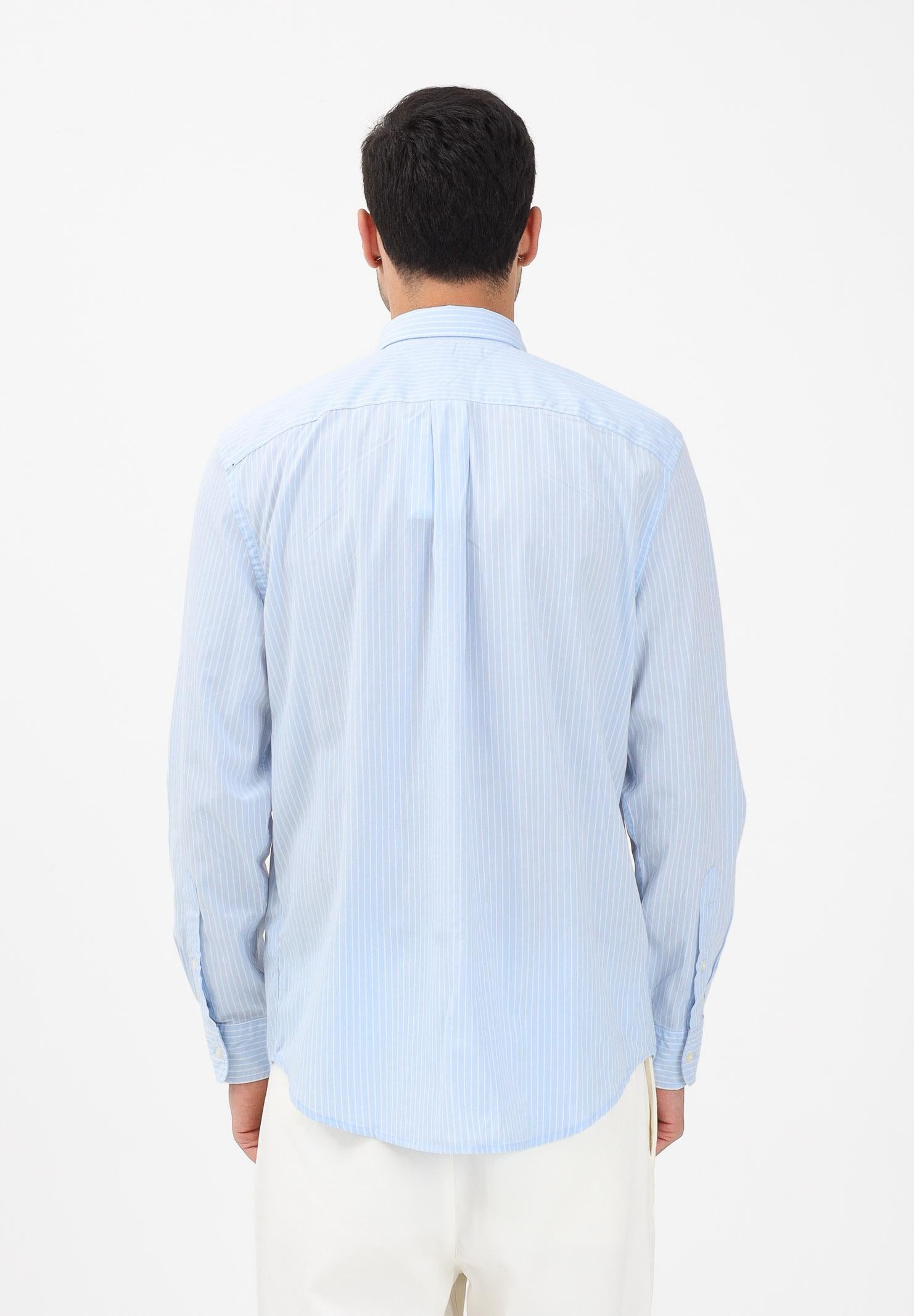 TOMMY HILFIGER Camicia a manica lunga TH Flex azzurra da uomo con motivo a righe MW0MW41399 0A4 TOMMY HILFIGER