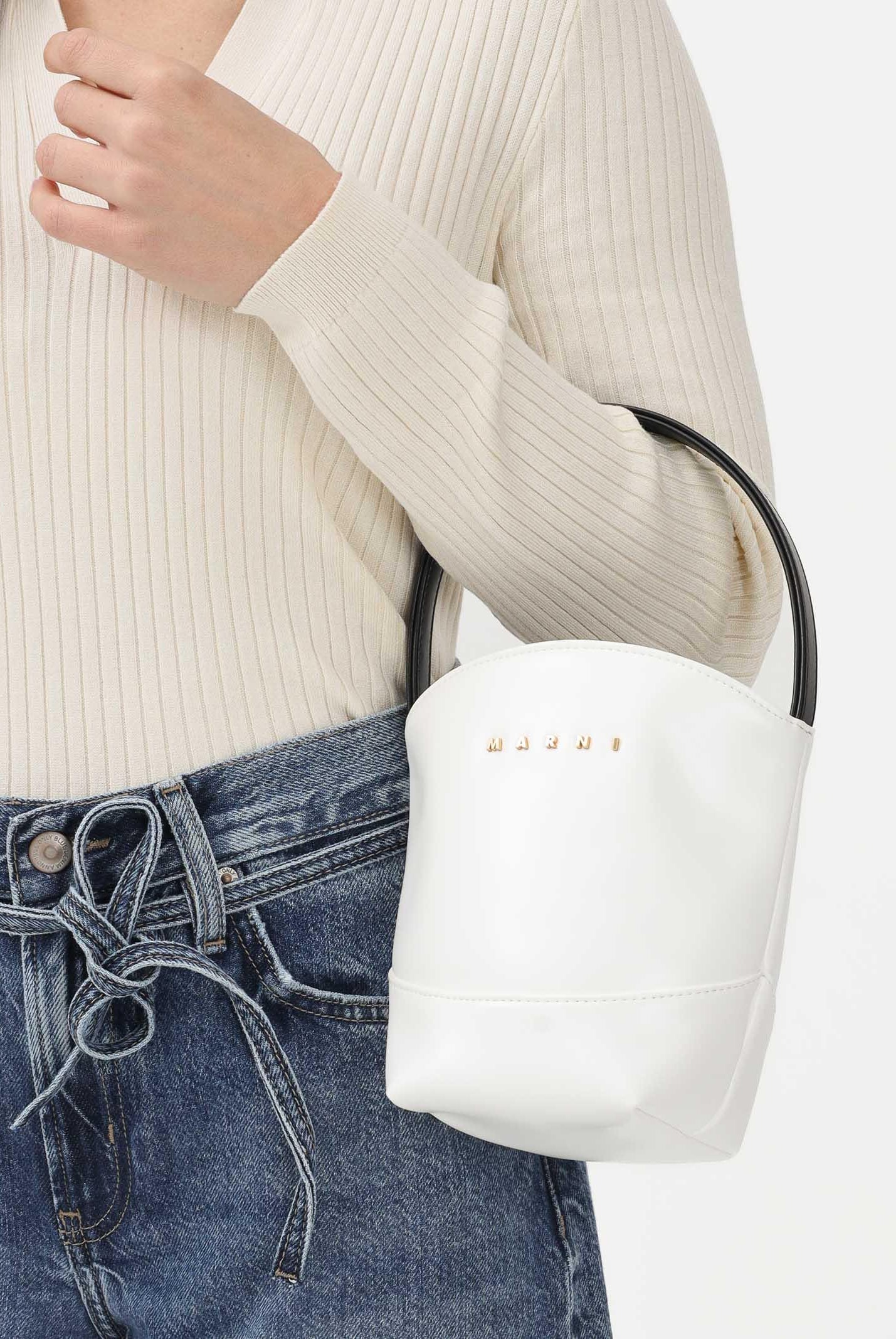 MARNI Borsa a mano Flower Basket bianco crema da donna M01820M00TK 0M114 MARNI