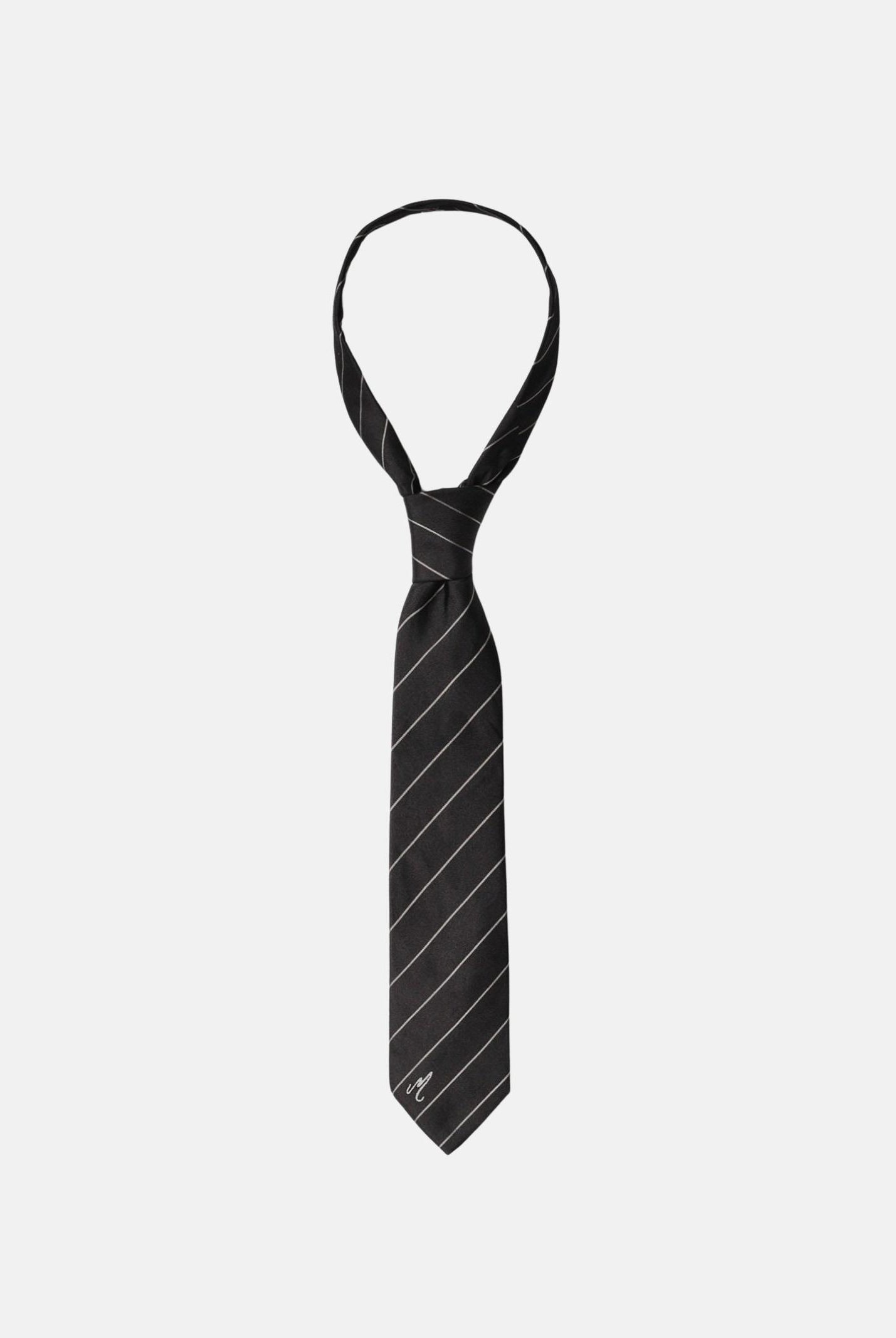 MAR DE MARGARITAS Cravatta nera da donna con sottili righe diagonali MMACW00020 GE03 Mar de margaritas