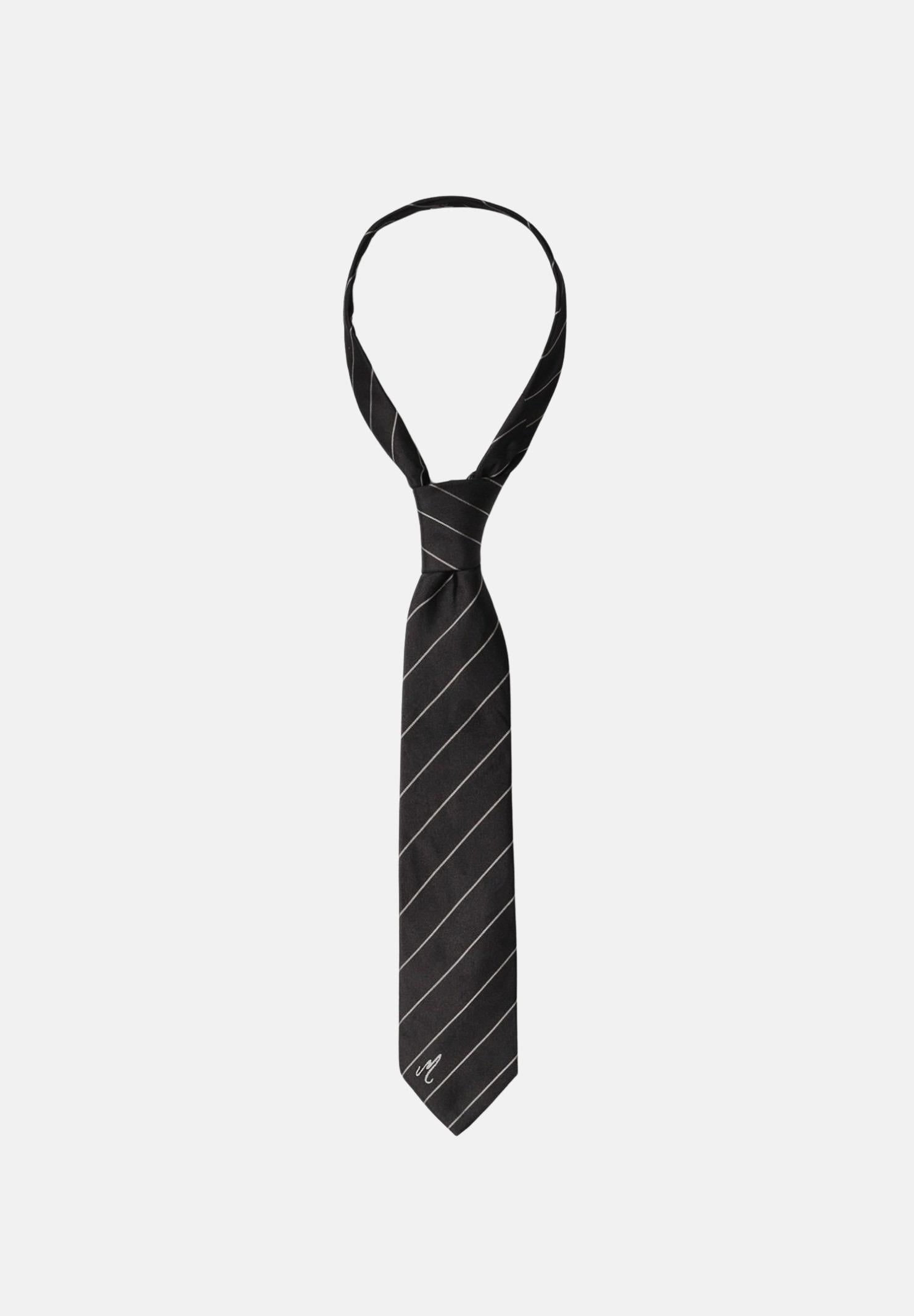 MAR DE MARGARITAS Cravatta nera da donna con sottili righe diagonali MMACW00020 GE03 Mar de margaritas