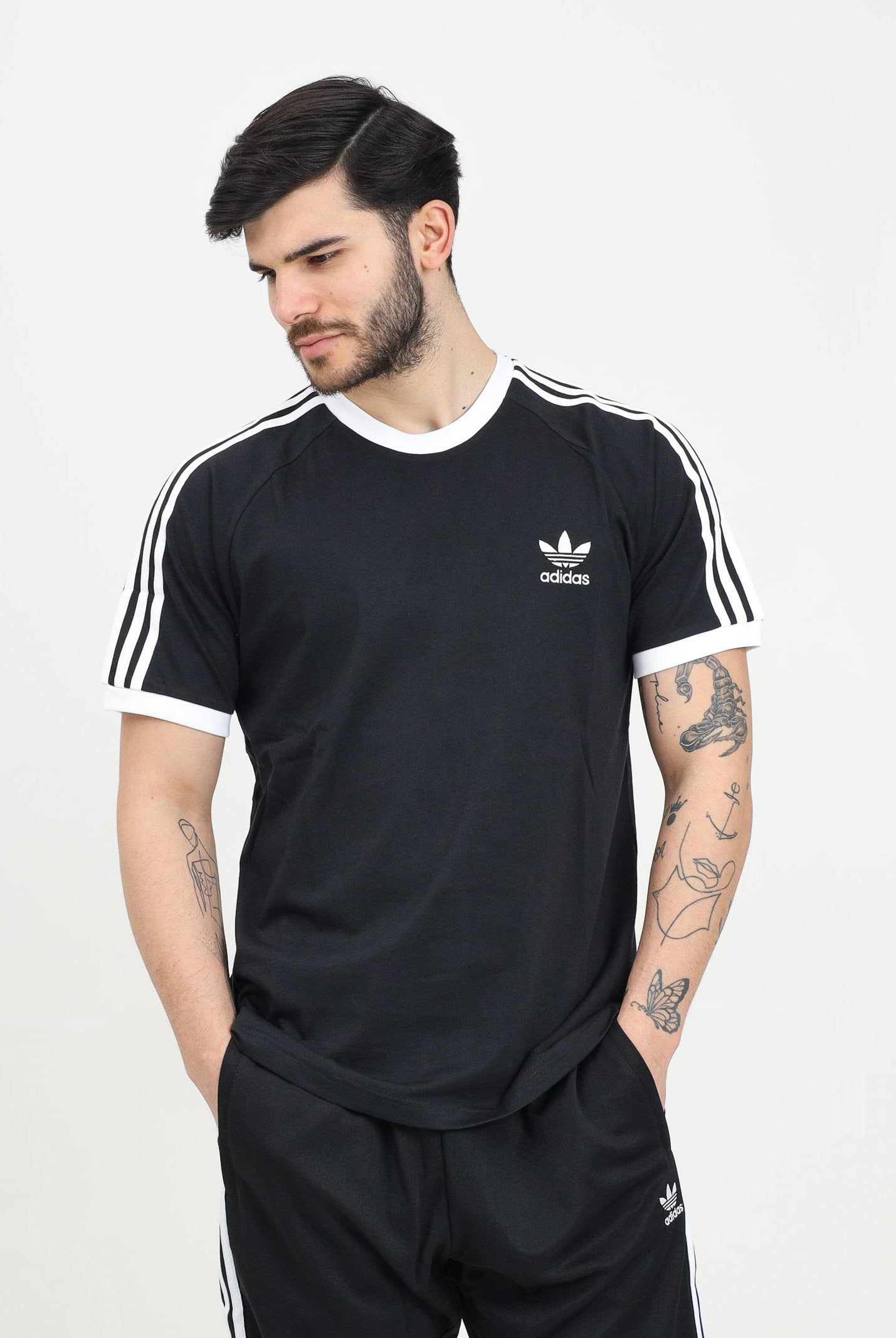 ADIDAS ORIGINALS T-shirt a manica corta Adicolor Classics 3-Stripes nera da uomo IA4845 . ADIDAS ORIGINALS