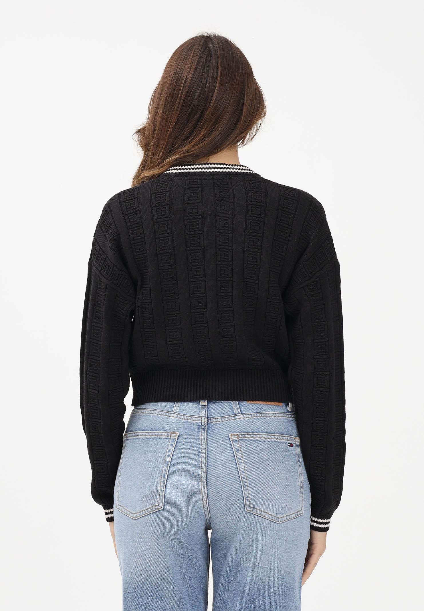 TOMMY JEANS Maglioncino girocollo nero da donna con logo all-over DW0DW22025 BDS TOMMY JEANS