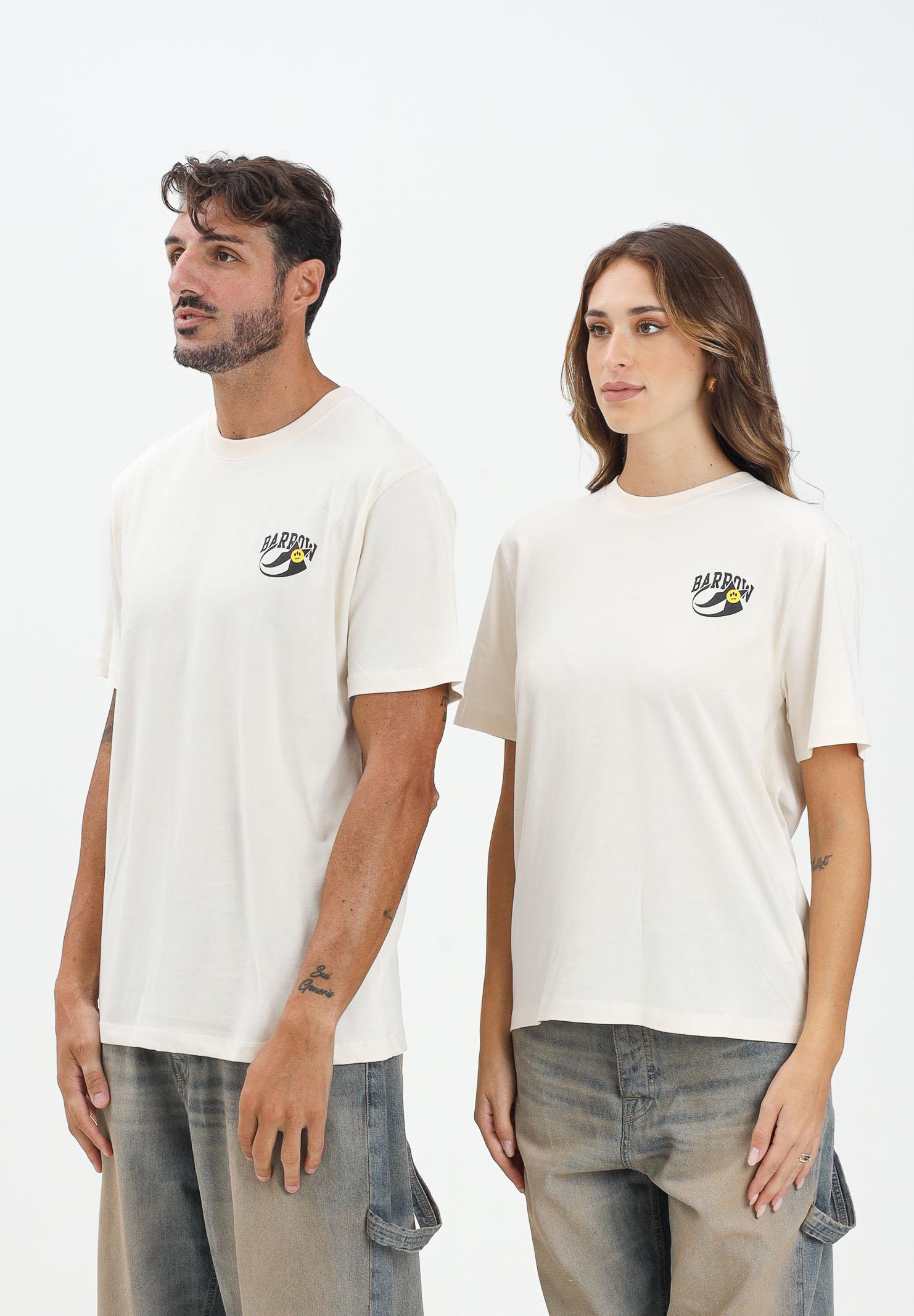 BARROW T-shirt a manica corta panna per uomo e donna con stampa sul retro F5BWUATH053 013 BARROW