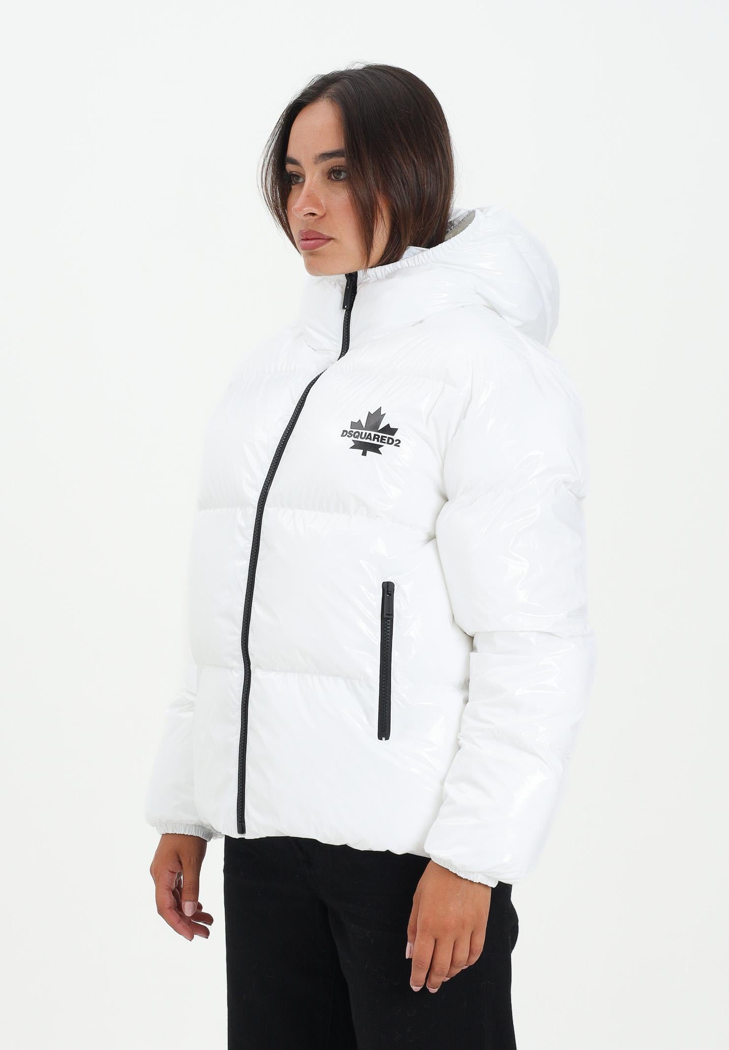 DSQUARED2 Piumino bianco per donna, ragazzi e bambini con logo Maple Leaf DQ3042D0ADY DQ100 DSQUARED2