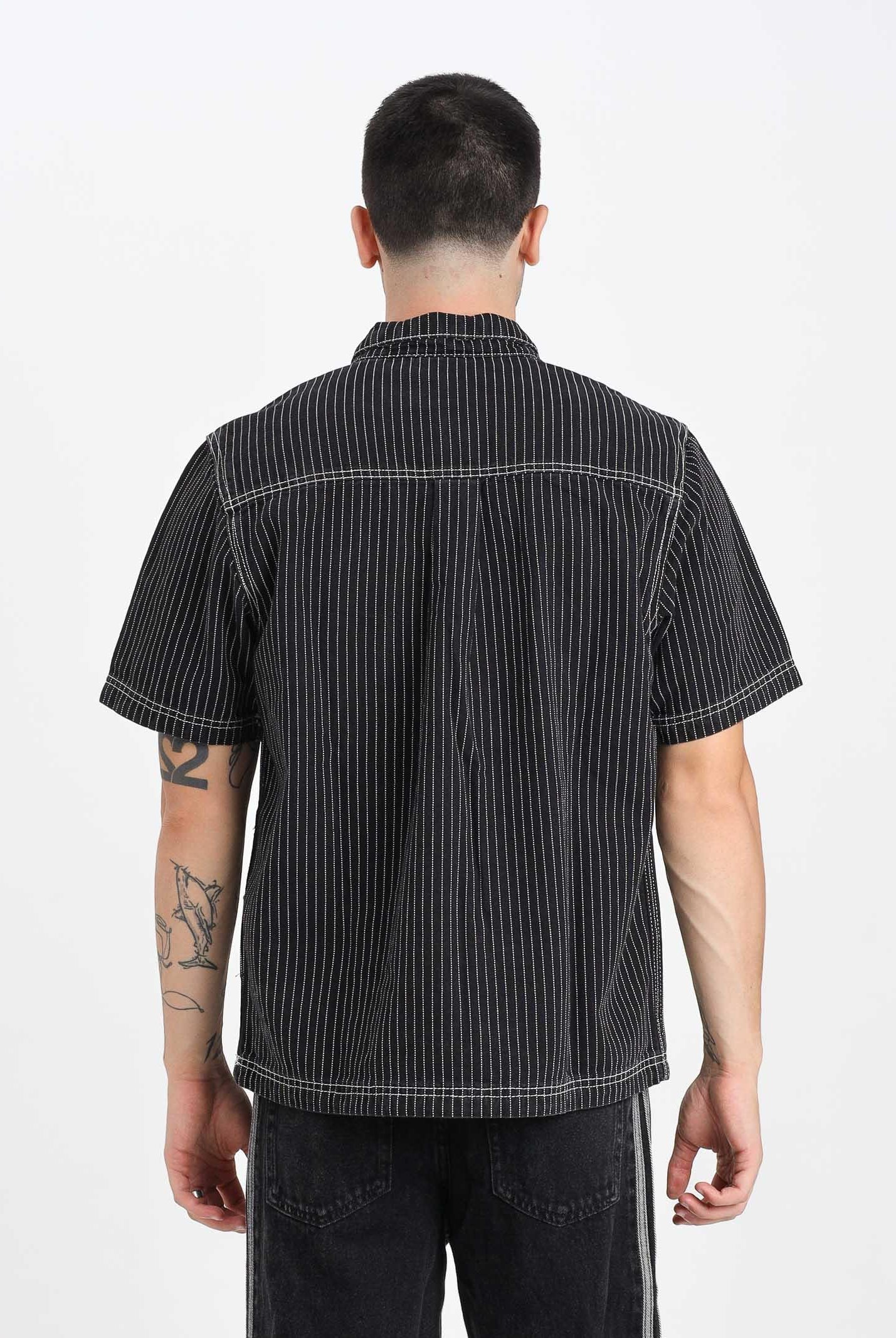 ADIDAS ORIGINALS Camicia Wabash Loose in denim nero da uomo JW0171 ADIDAS ORIGINALS