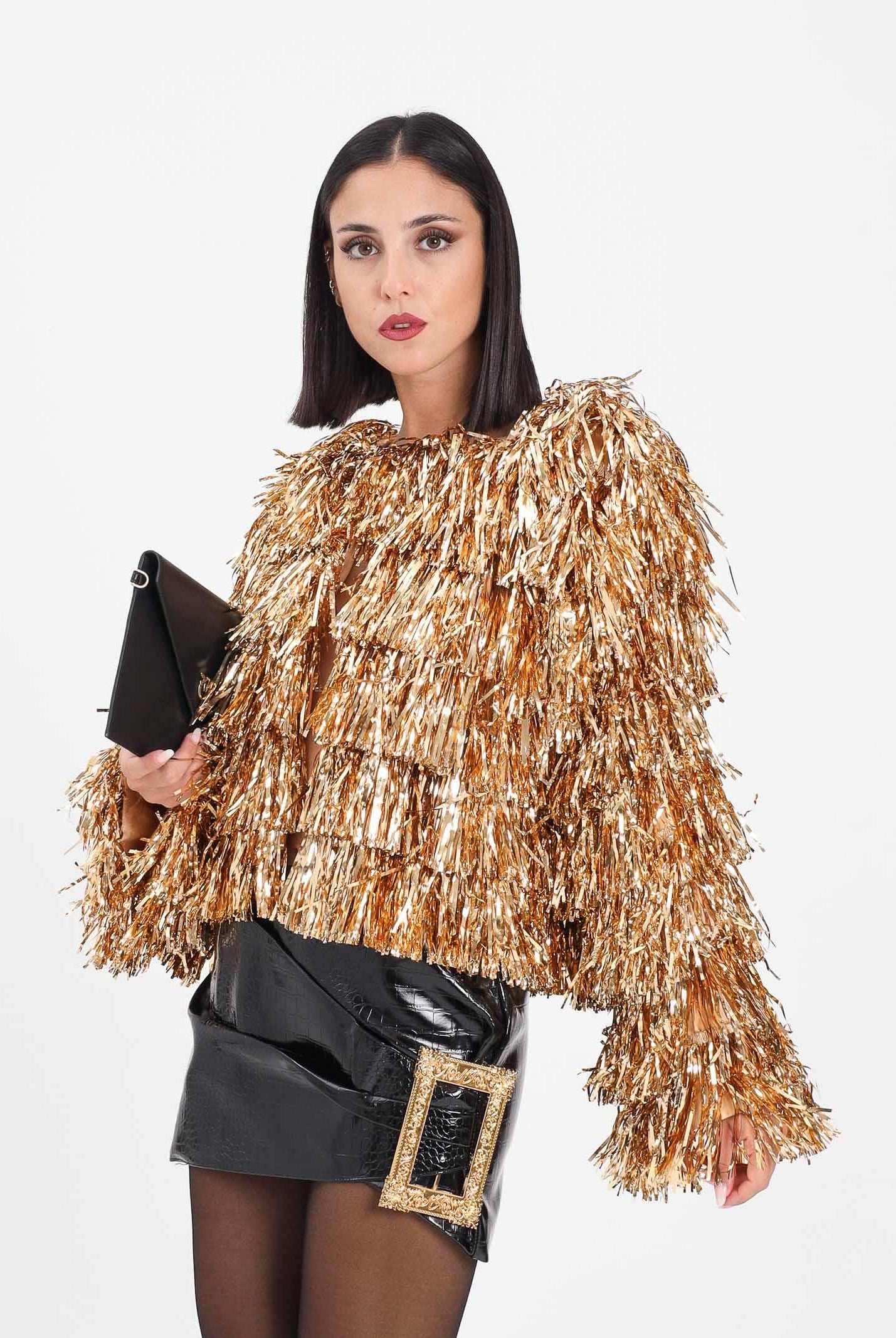 TPN Giacca oro da donna interamente ricoperta da frange ANDERSON402W5 U0 TPN
