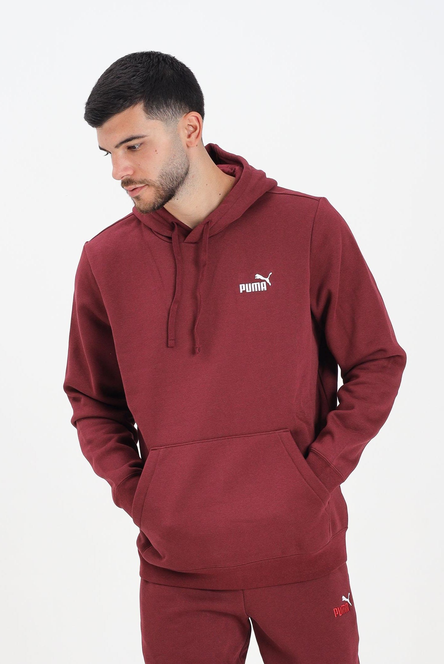 PUMA Felpa con cappuccio Essentials bordeaux da uomo 682575 96 PUMA