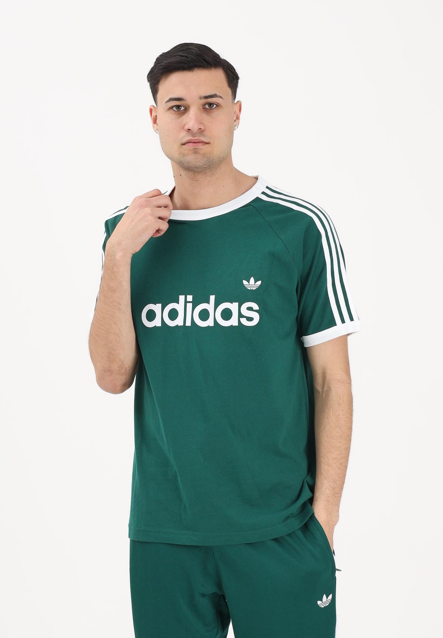 ADIDAS ORIGINALS T-shirt a manica corta 3-Stripes Slim Ringer verde da uomo KF0415 . ADIDAS ORIGINALS