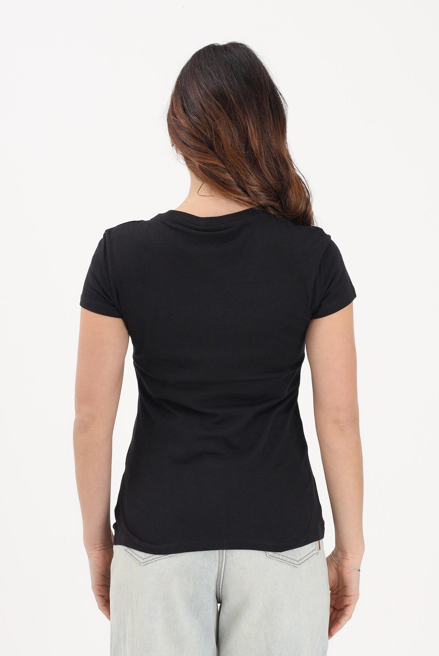 ARMANI EXCHANGE T-shirt a manica corta nera da donna con logo in strass XW002106AF10356 UC001 ARMANI EXCHANGE