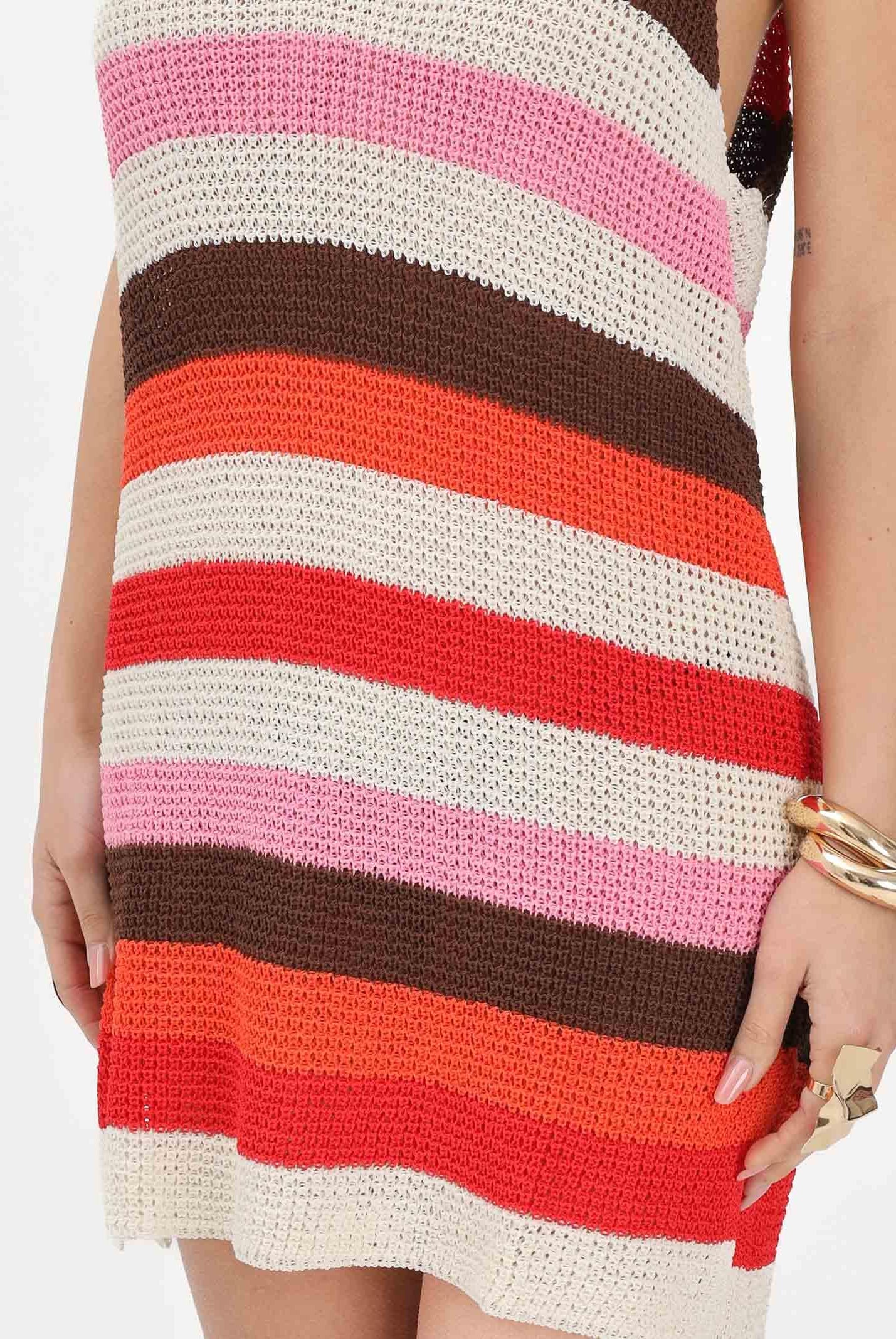 ME FUI Abito corto in maglia multicolore da donna MF26-SW0308MC . ME FUI