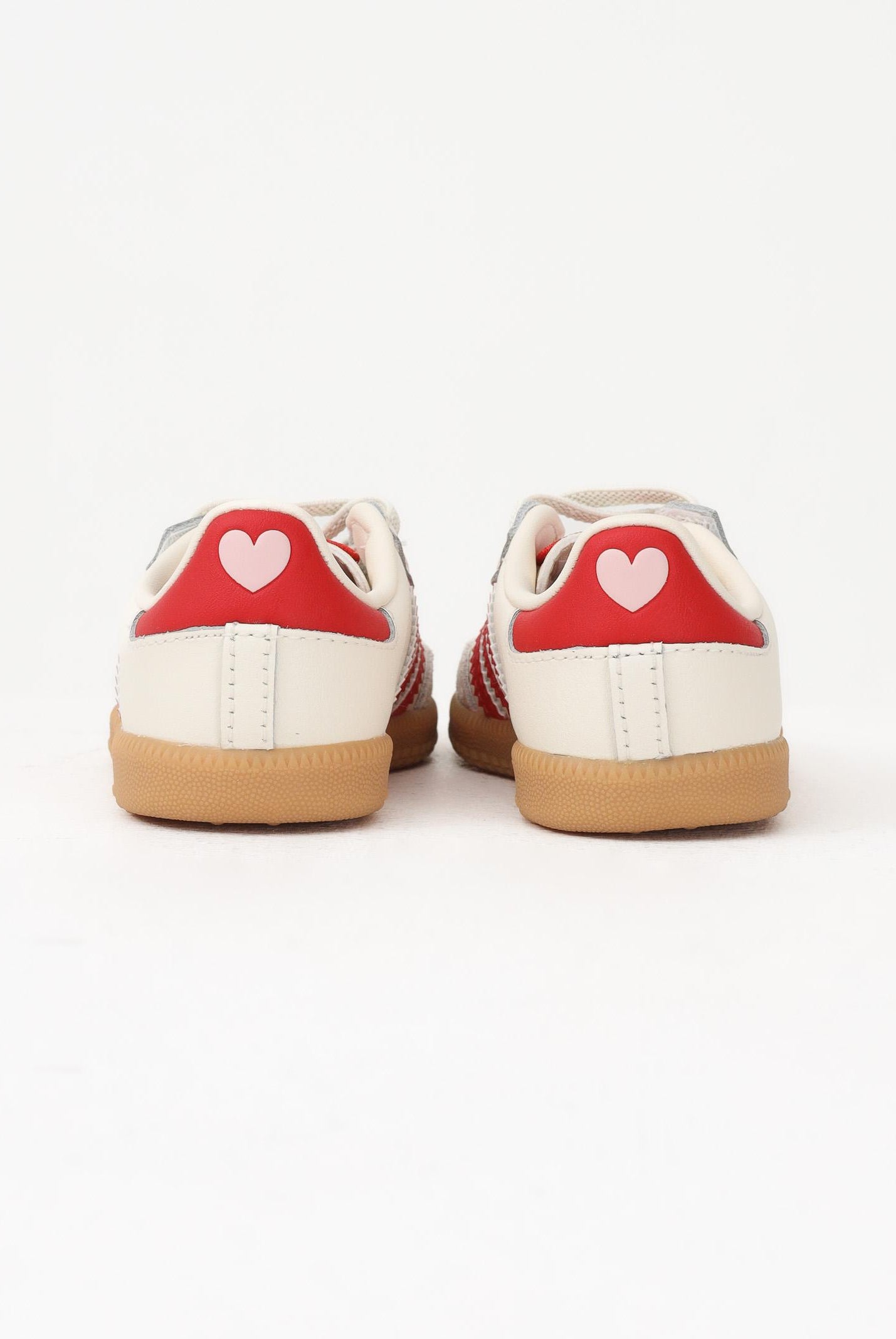 ADIDAS ORIGINALS Sneakers SAMBA ELASTIC LACES beige e rosse da neonato KI6682 . ADIDAS ORIGINALS