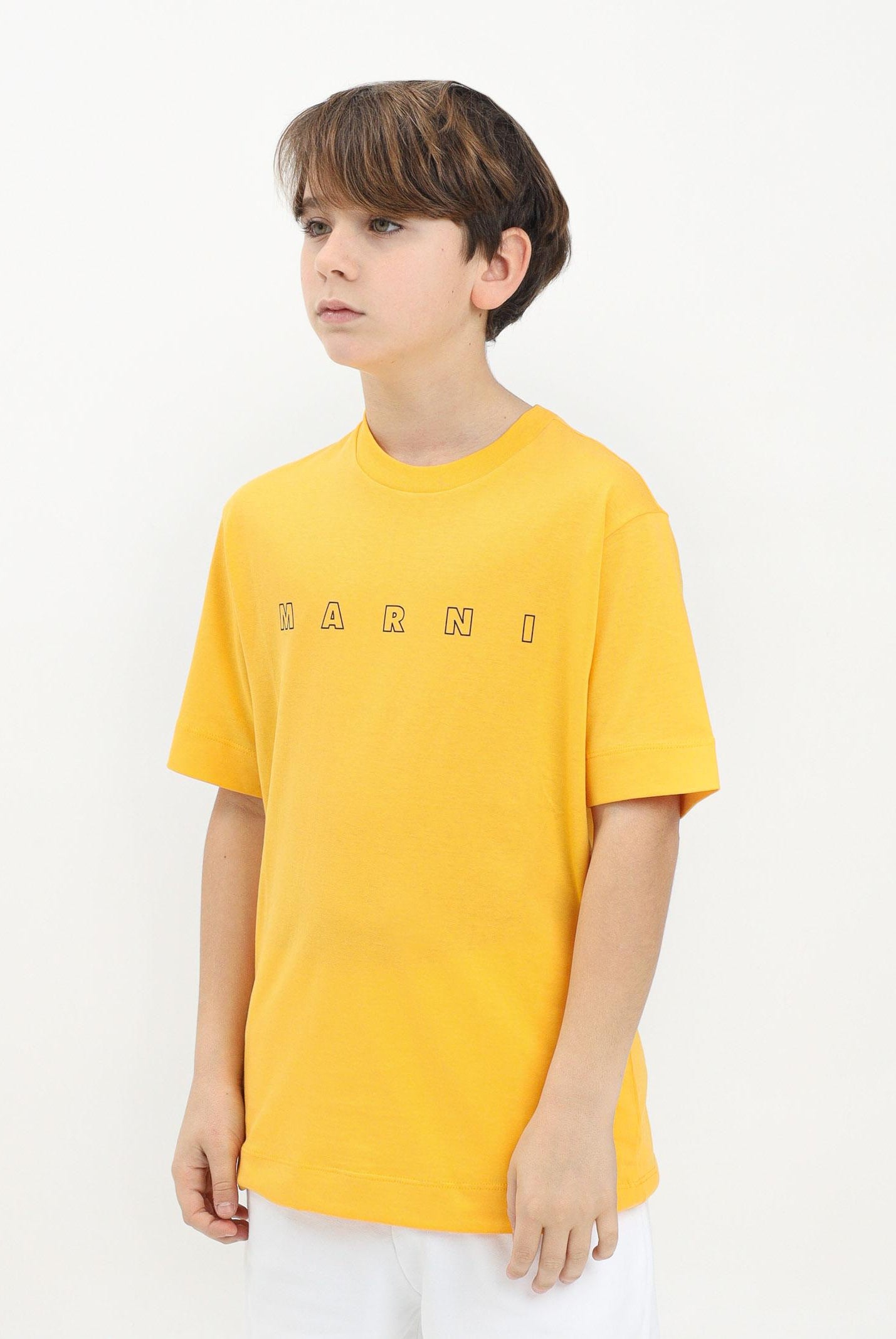MARNI T-shirt a manica corta gialla per donna, ragazzi e bambine con logo Marni Outline M01466M00RF 0M219 MARNI