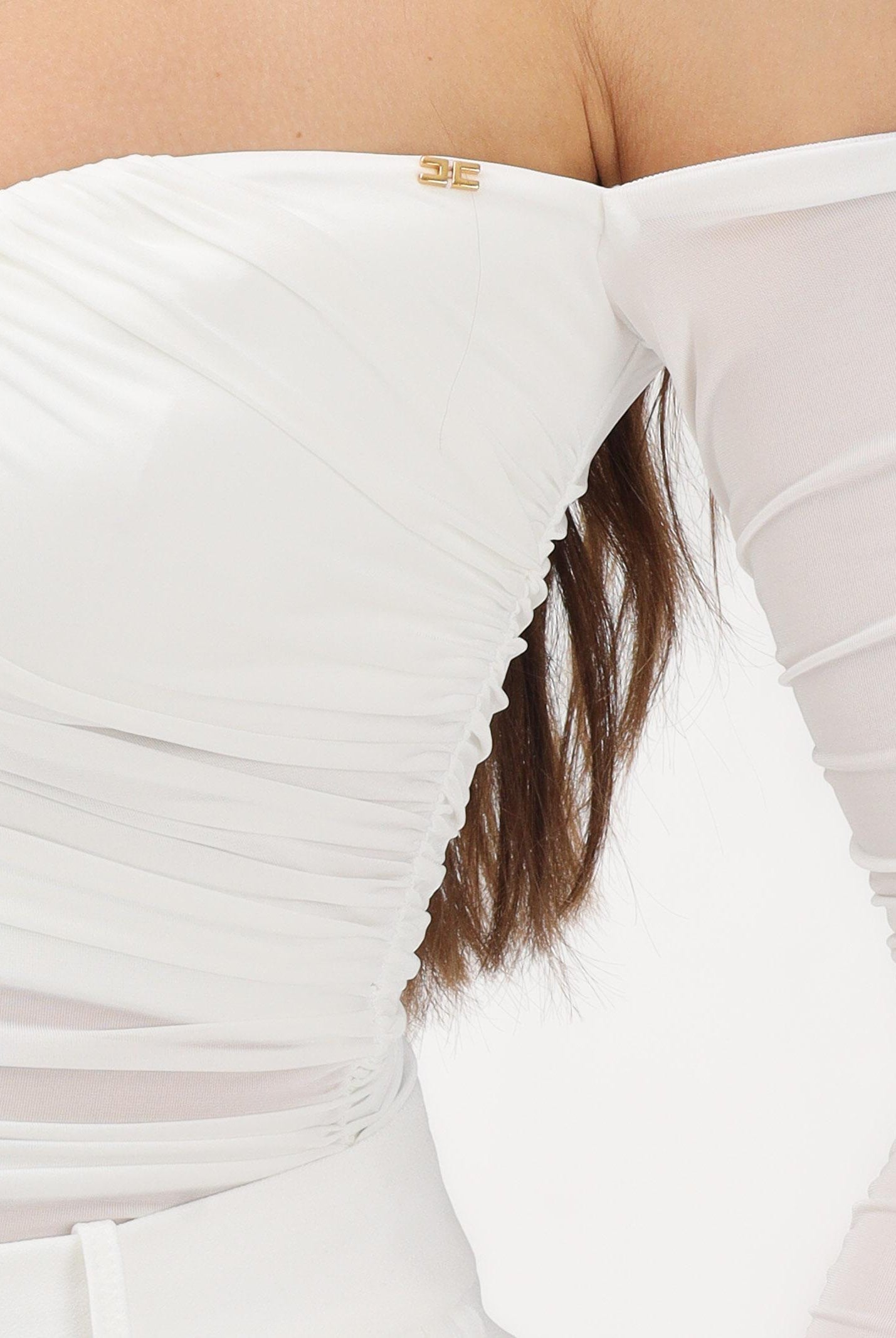 ELISABETTA FRANCHI Body avorio da donna con drappeggi BO01561E2 360 ELISABETTA FRANCHI