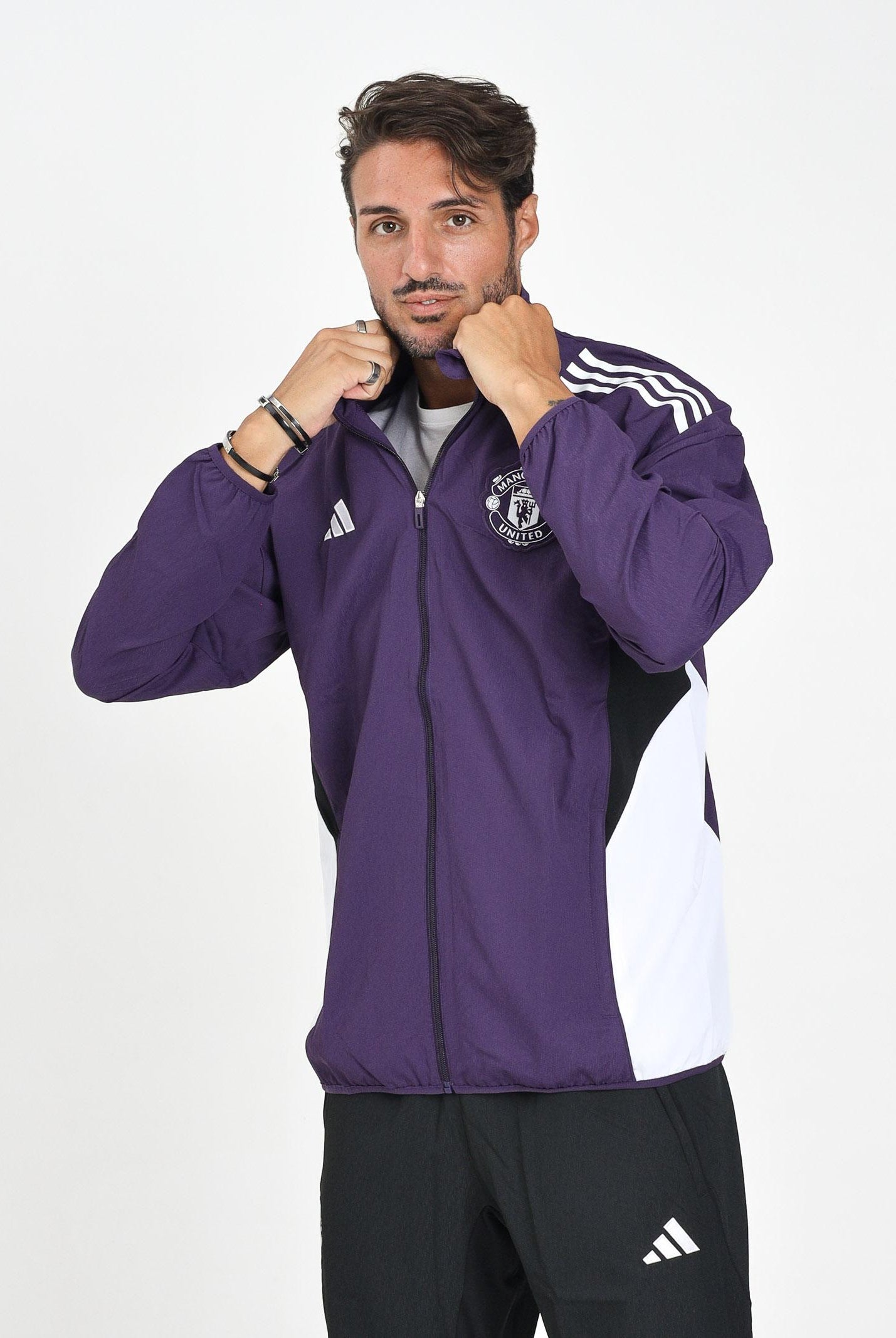 ADIDAS PERFORMANCE Felpa con zip Manchester United Tiro 25 Competition viola da uomo JP3107 . ADIDAS PERFORMANCE