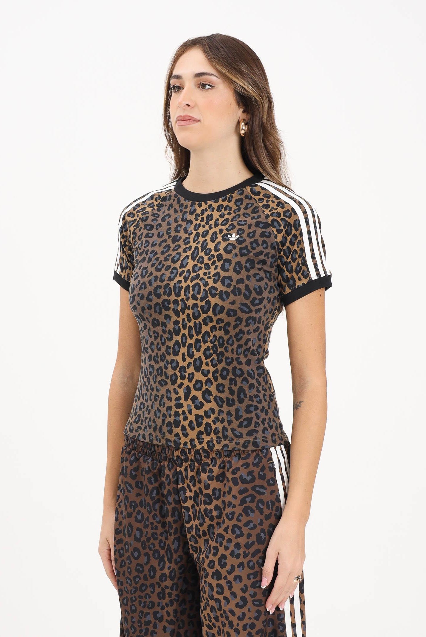 ADIDAS ORIGINALS T-shirt a manica corta Leopard Cali beige da donna JW7304 ADIDAS ORIGINALS