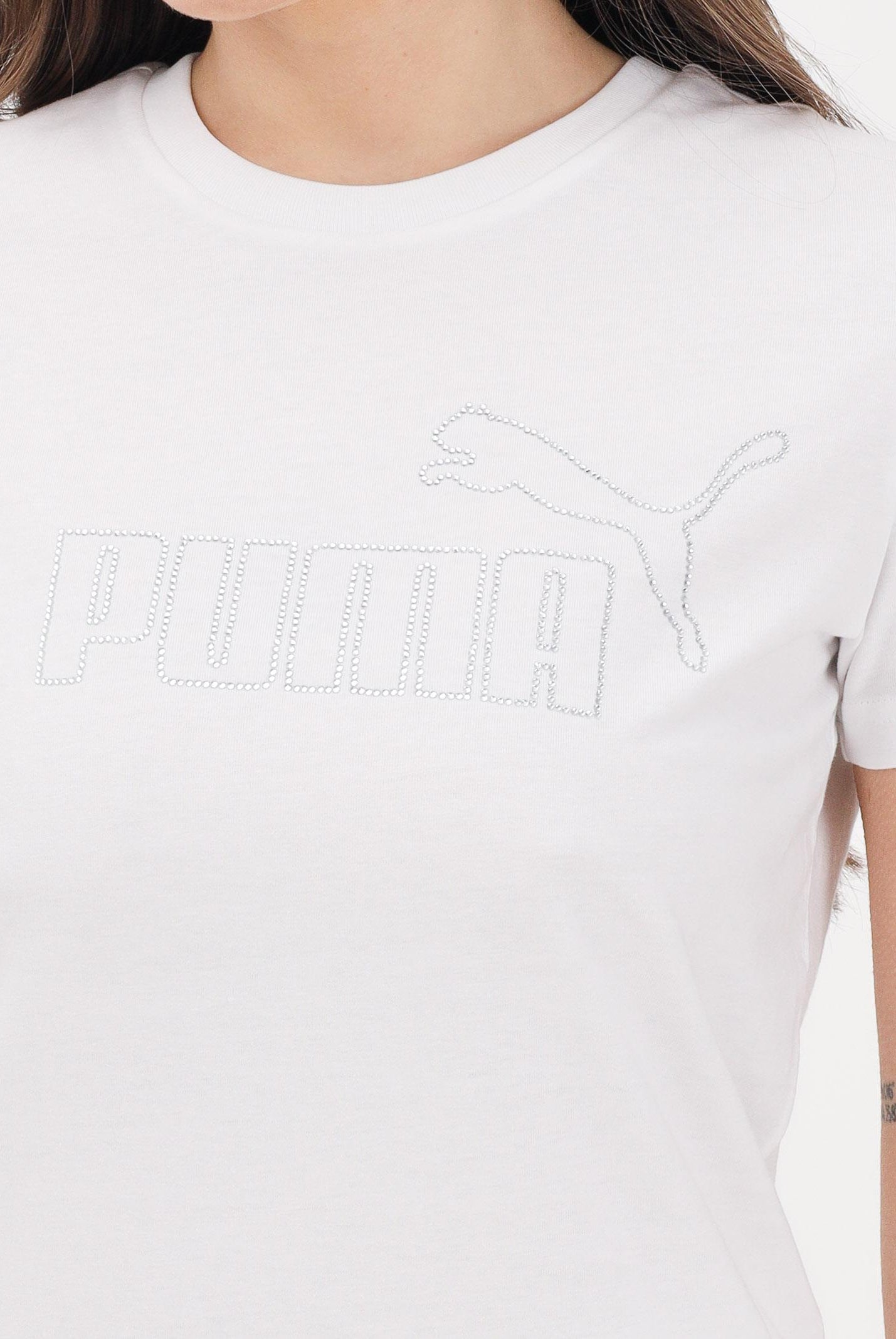 PUMA T-shirt a manica corta ESS Rhinestone bianca da donna 693519 02 PUMA