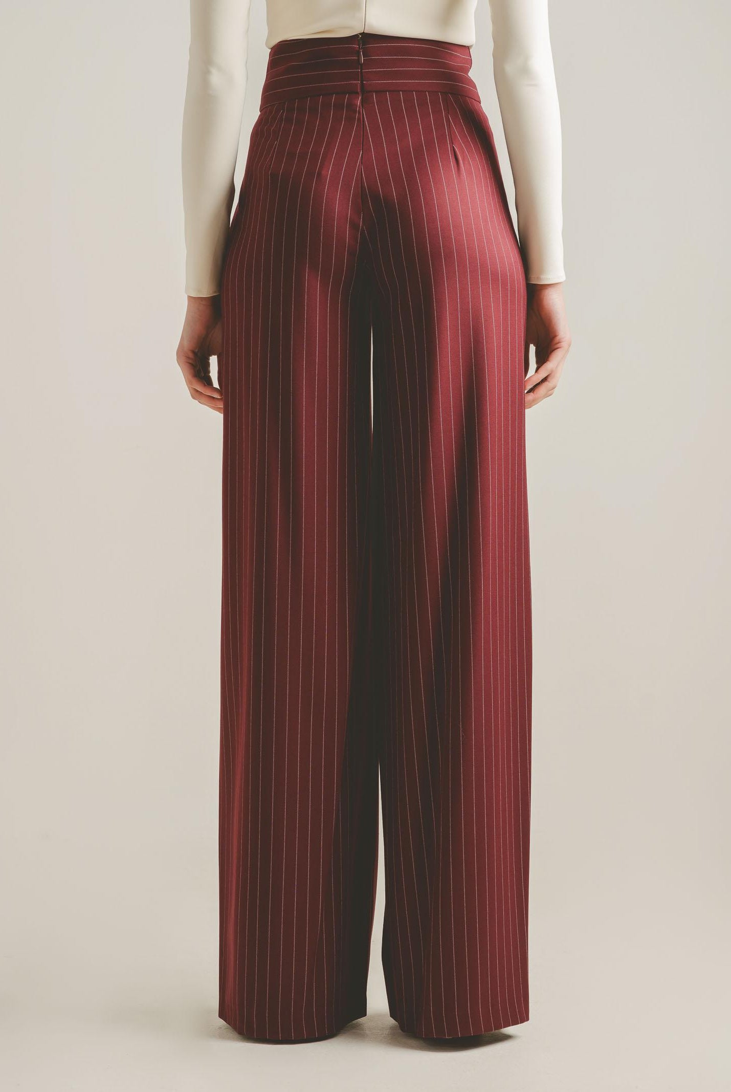 SANTAS Pantalone elegante POUVOIR bordeaux da donna con micro gessatura PV2626 BO SANTAS