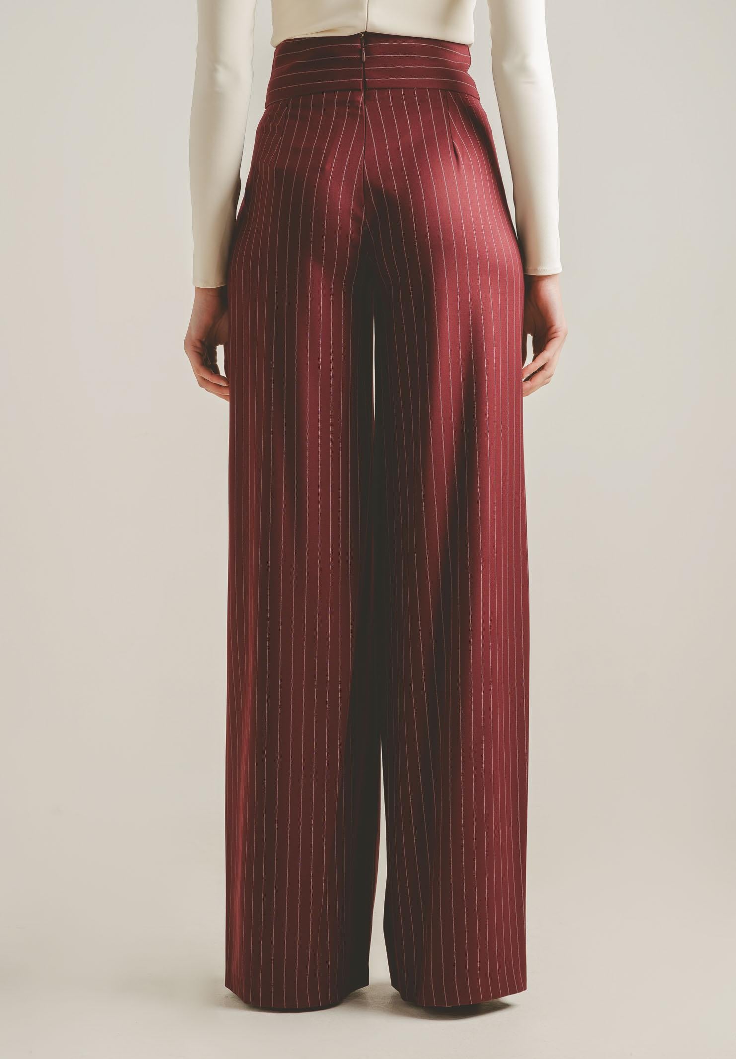 SANTAS Pantalone elegante POUVOIR bordeaux da donna con micro gessatura PV2626 BO SANTAS