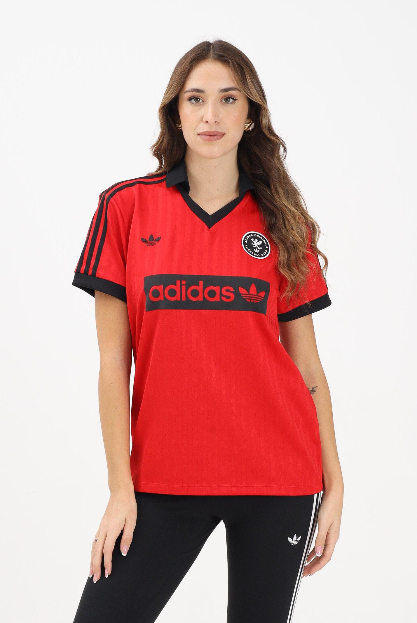 ADIDAS ORIGINALS Polo grafica ispirata al calcio rossa da donna JY3543 ADIDAS ORIGINALS