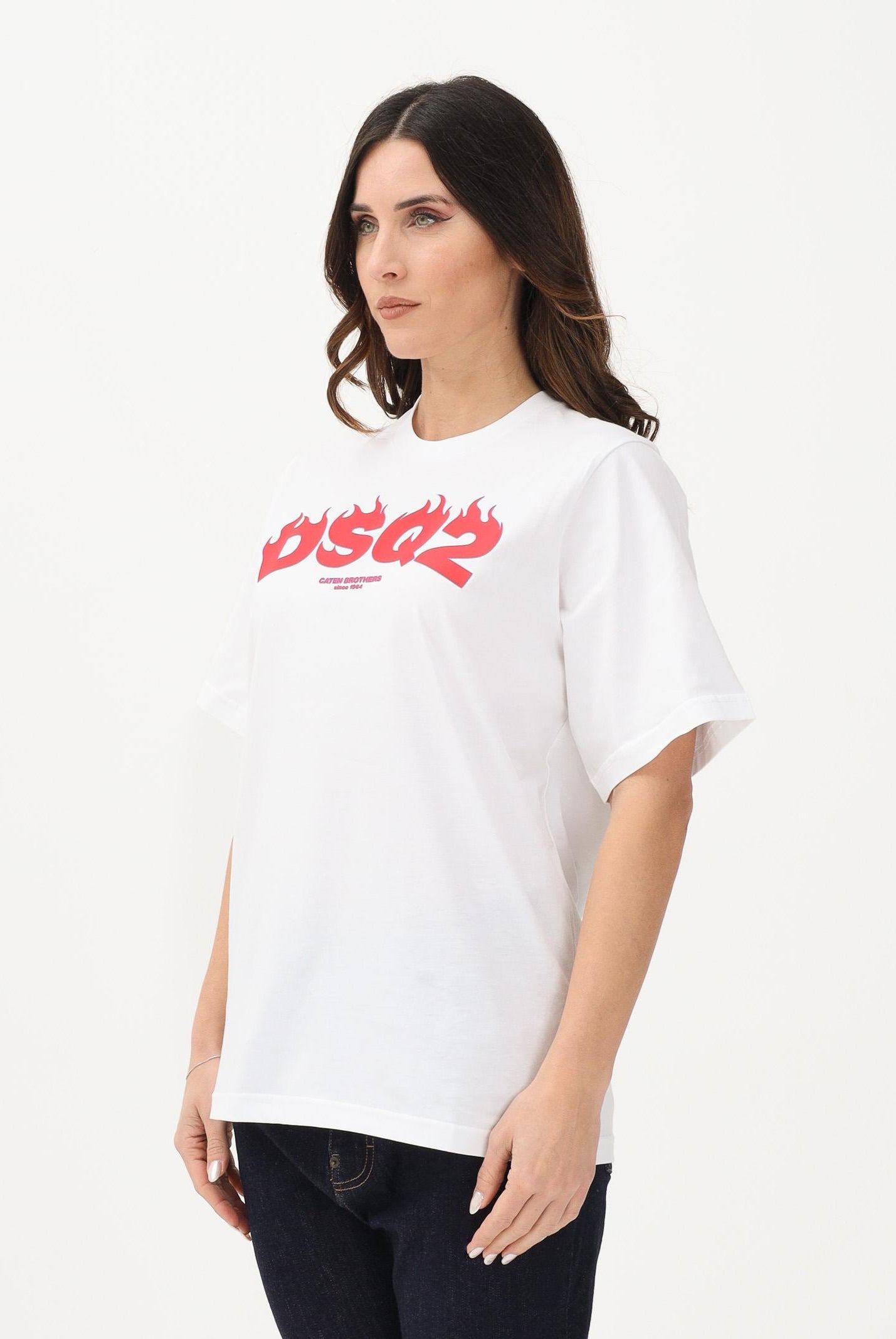 DSQUARED2 T-shirt a manica corta bianca per donna, ragazzi e bambini con logo DSQ2 DQ3168D00XM DQ100 DSQUARED2