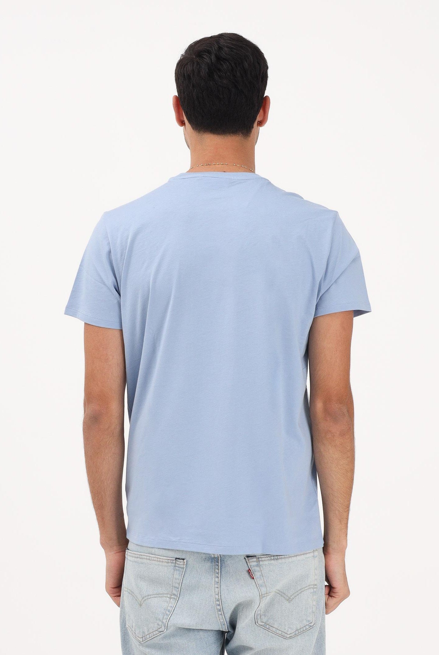 LACOSTE T-shirt a manica corta celeste per uomo e donna con patch logo TH6709 AEY LACOSTE