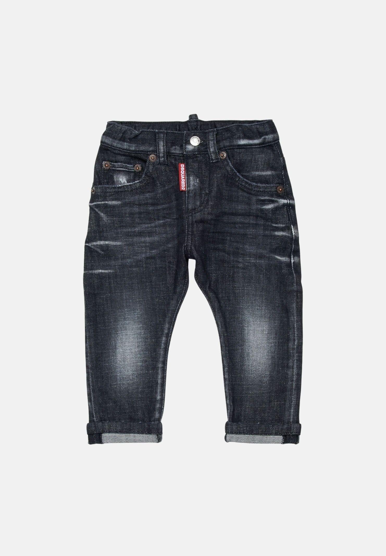 DSQUARED2 Jeans Turn-Up in denim nero da neonato DQ01TCD0ABS DQ02 DSQUARED2