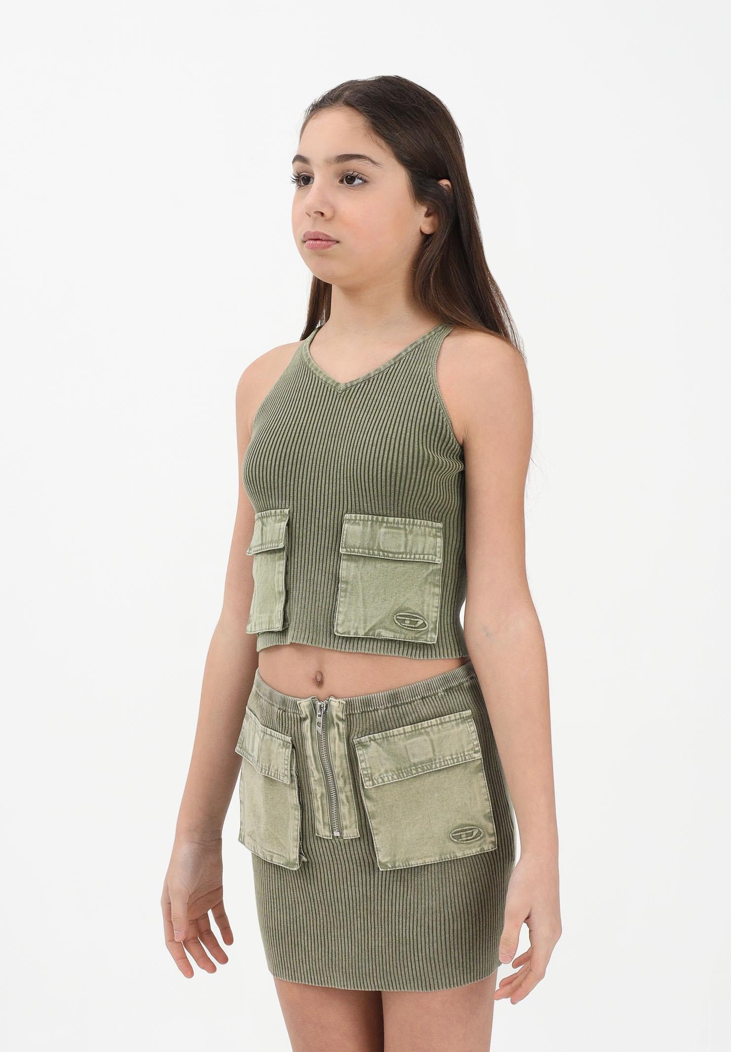 DIESEL Canotta verde militare per donna, ragazze e bambine con tasche J02652KYA0D K511 DIESEL