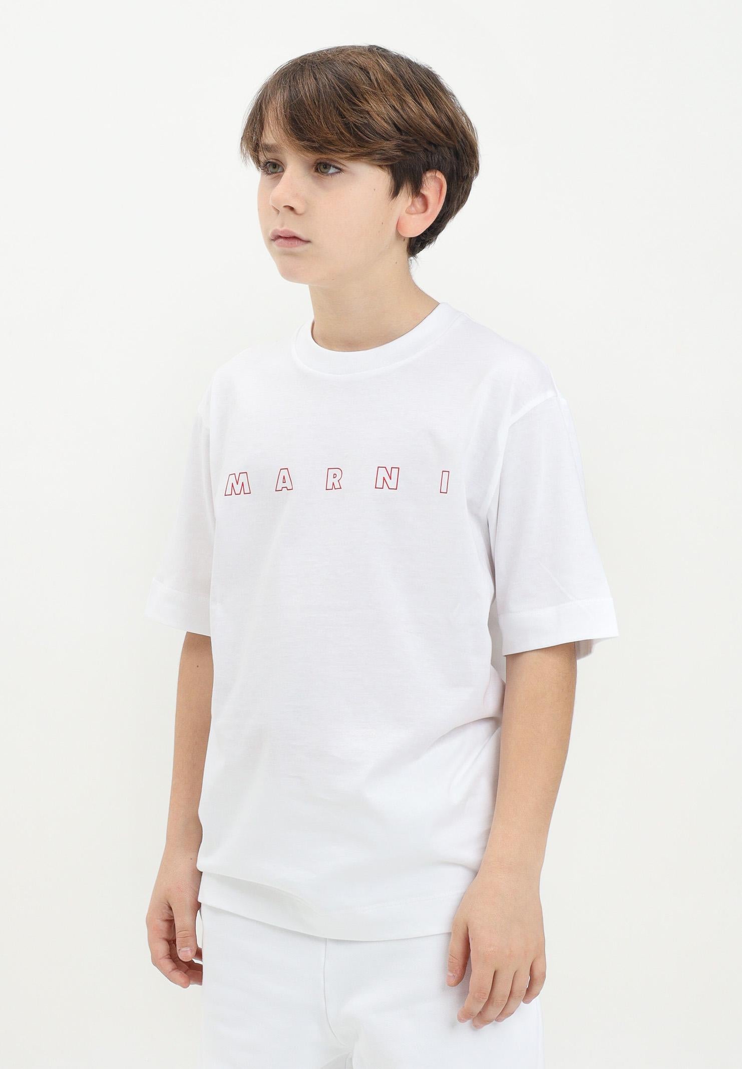 MARNI T-shirt a manica corta bianca per donna, ragazzi e bambine con logo Marni Outline M01466M00RF 0M100 MARNI
